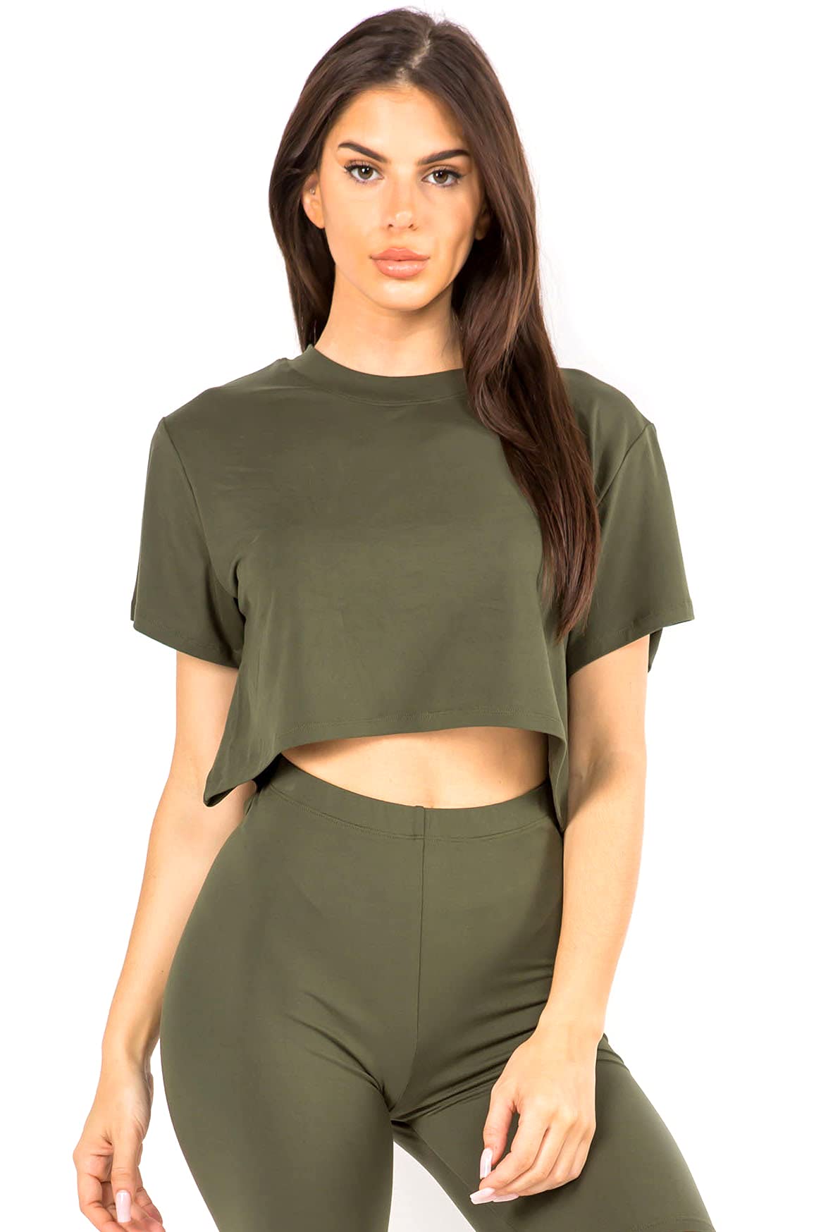 YELETE Women's Cropped Crew Neck T-Shirt - Soft Workout Tank Top for Yoga, Running & Gym - Breathable Summer Athletic Tee