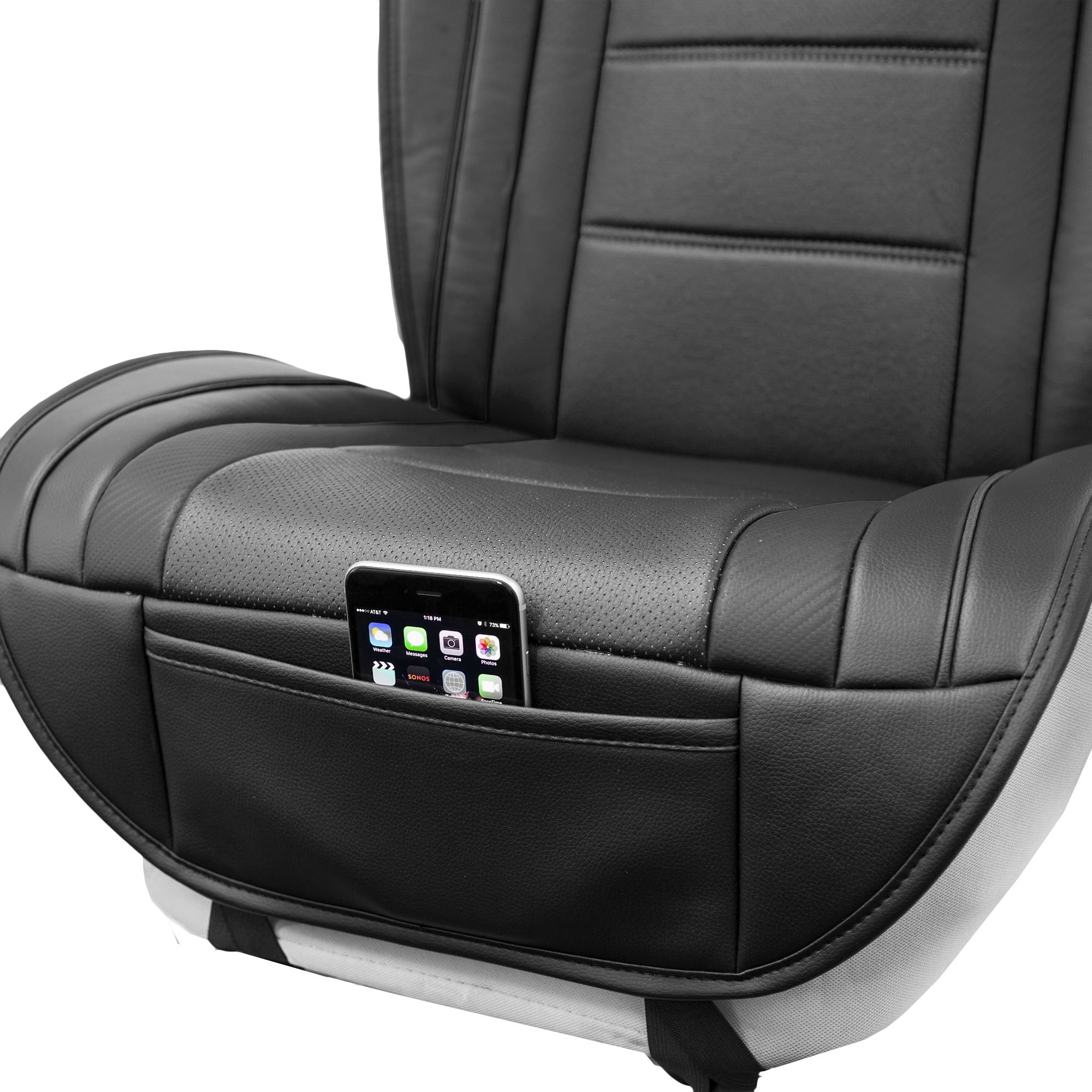 TLH Futuristic Leather Seat Cushion - Universal Fit Black Car Seat Cover Protector for Cars, Trucks & SUVs | Premium Comfort & Style for Long Drives & Commuting