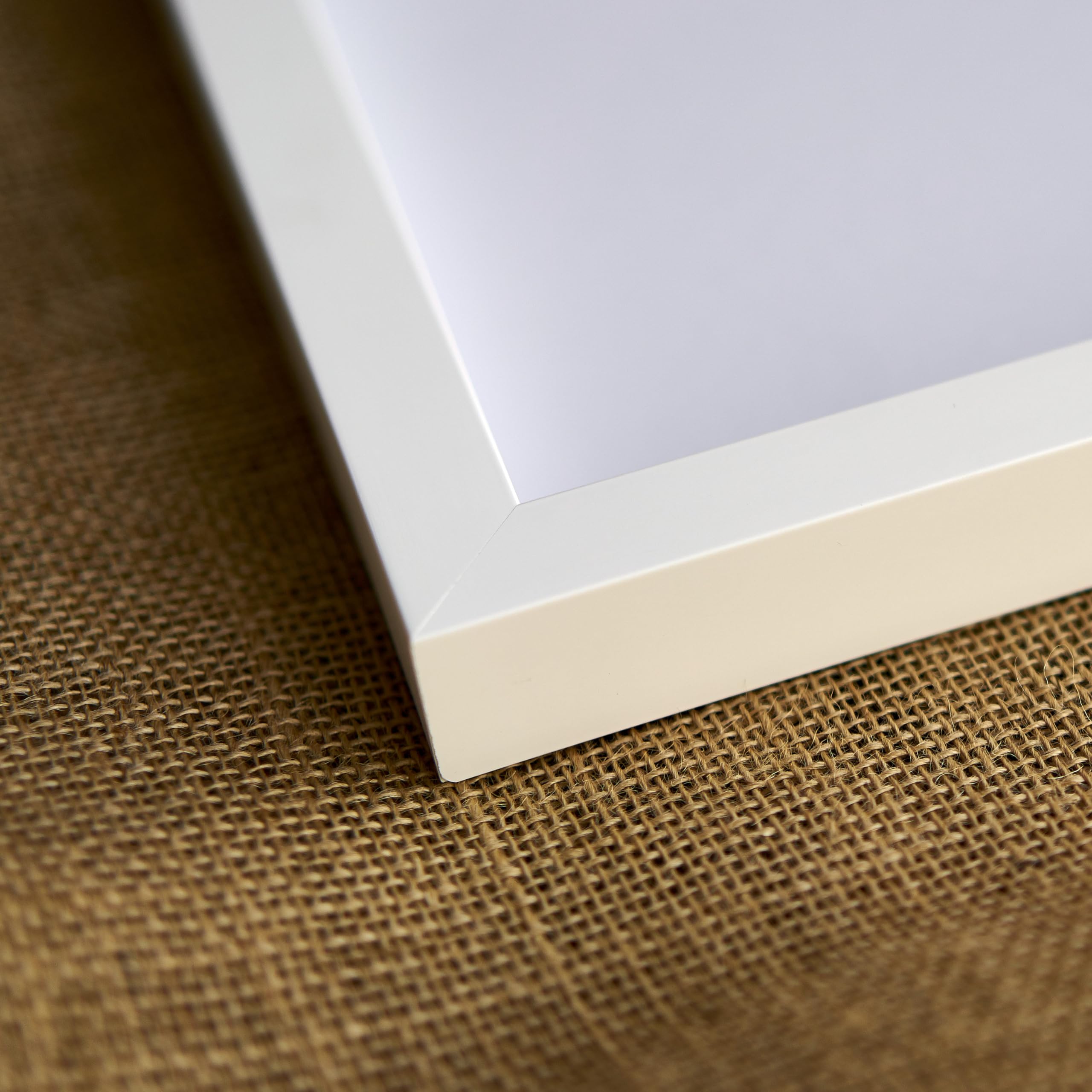 18x22 White Solid Pine Wood Shadow Box Display Frame - Acid-Free Blue Backing, UV Protective Acrylic, 0.75