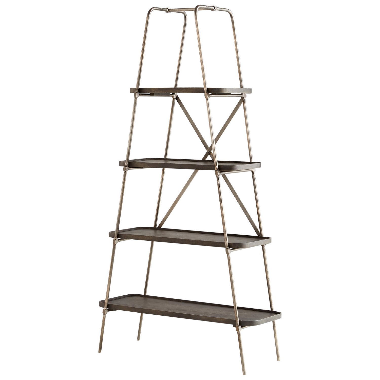 Cyan Design 10773 Fortress Etagere Shelf - Raw Iron & Grey Finish | Modern Industrial Bookcase for Living Room, Bedroom, or Office Storage