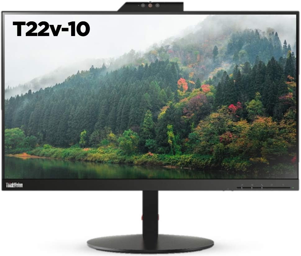 Lenovo ThinkVision T22v-10 22-inch FHD 1080p IPS Borderless LED Monitor with HDMI, VGA, DisplayPort, Built-in Speaker & Camera | 16:9 Aspect Ratio | Black | Open Box | 90-Day Warranty | Perfect for Home Office, Gaming & Video Conferencing