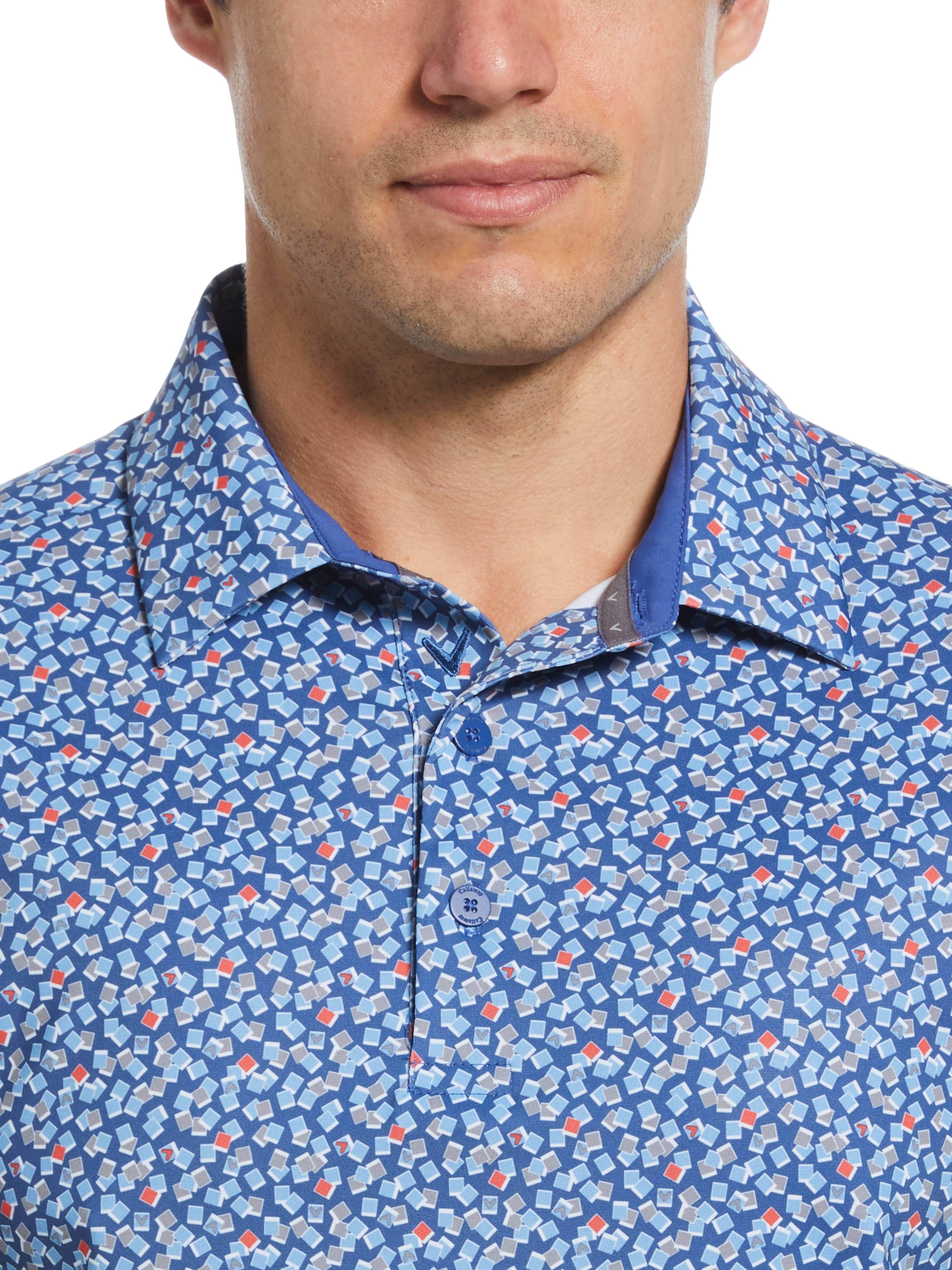 Men's Polaroid Confetti Print Golf Polo Shirt - Stylish Casual & Performance Golf Wear for Men - Perfect for Golf Outings, Summer Parties & Office Casual Fridays