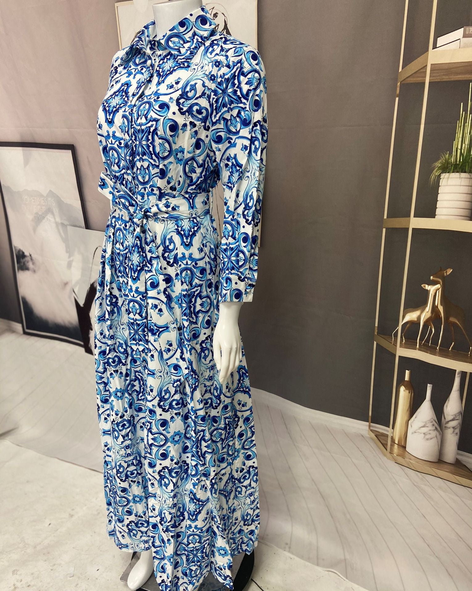 Stylish Women's Printed Oversized Shirt Dress - Casual Long Sleeve Button Down Tunic for Spring/Summer - Perfect for Beach Cover-Up, Date Night & Office Wear