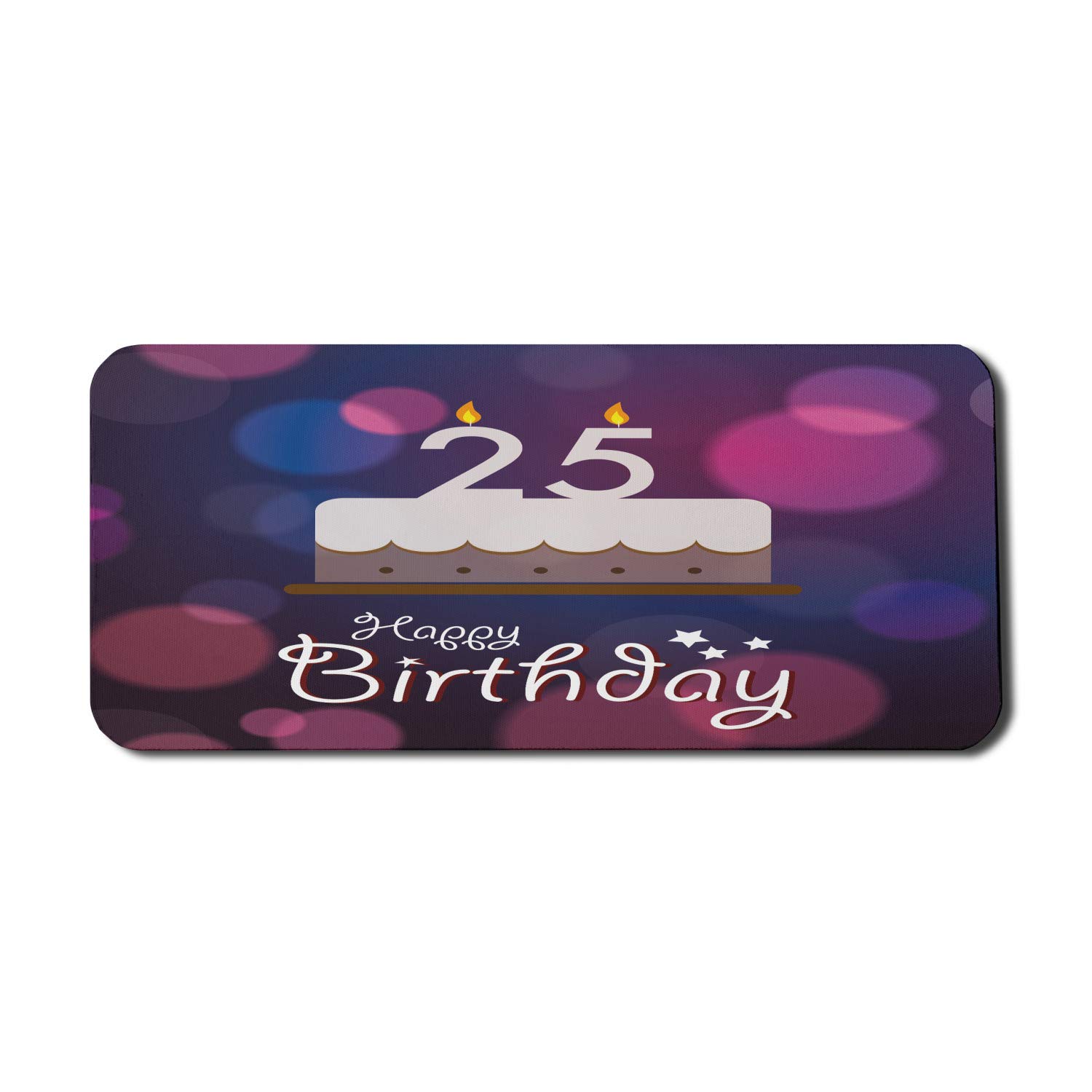 Ambesonne 25th Birthday Mouse Pad - Non-Slip Rubber Gaming Mousepad with Graphic Cake & Candles Design, 35