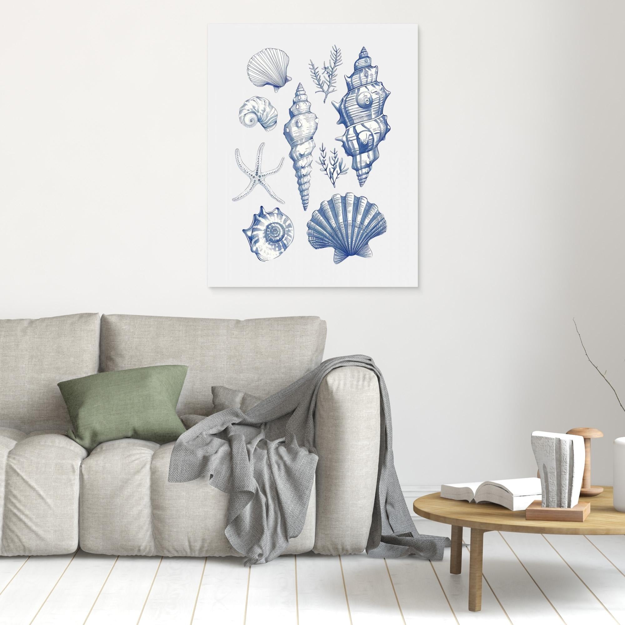 Jolly And Dash Shell Collage Canvas Print - Coastal Beach Wall Art Decor for Living Room, Bedroom & Office