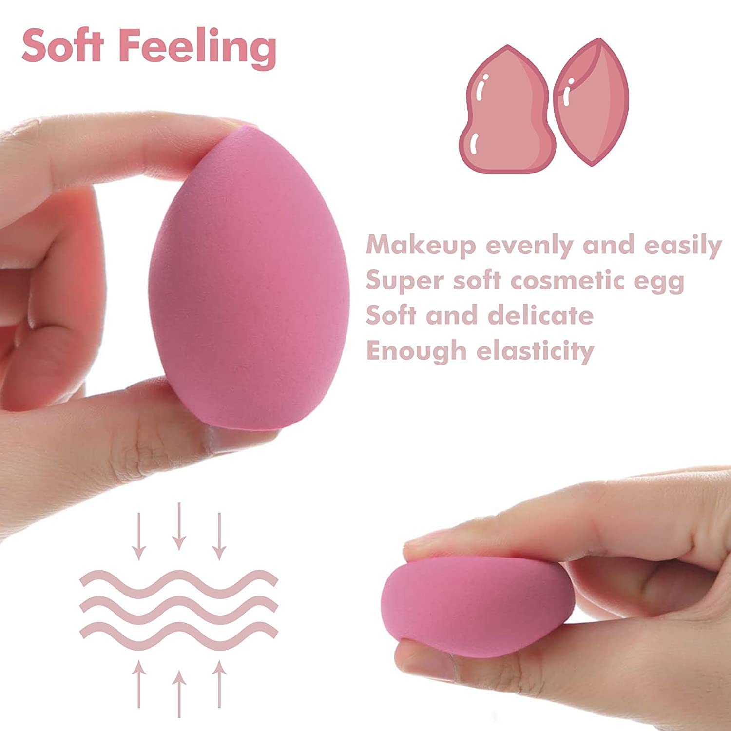ZemGlam 4in1 Makeup Sponge Beauty Blender - Soft & Elastic for Flawless Application (with Storage Box) - Perfect for Travel & Daily Use