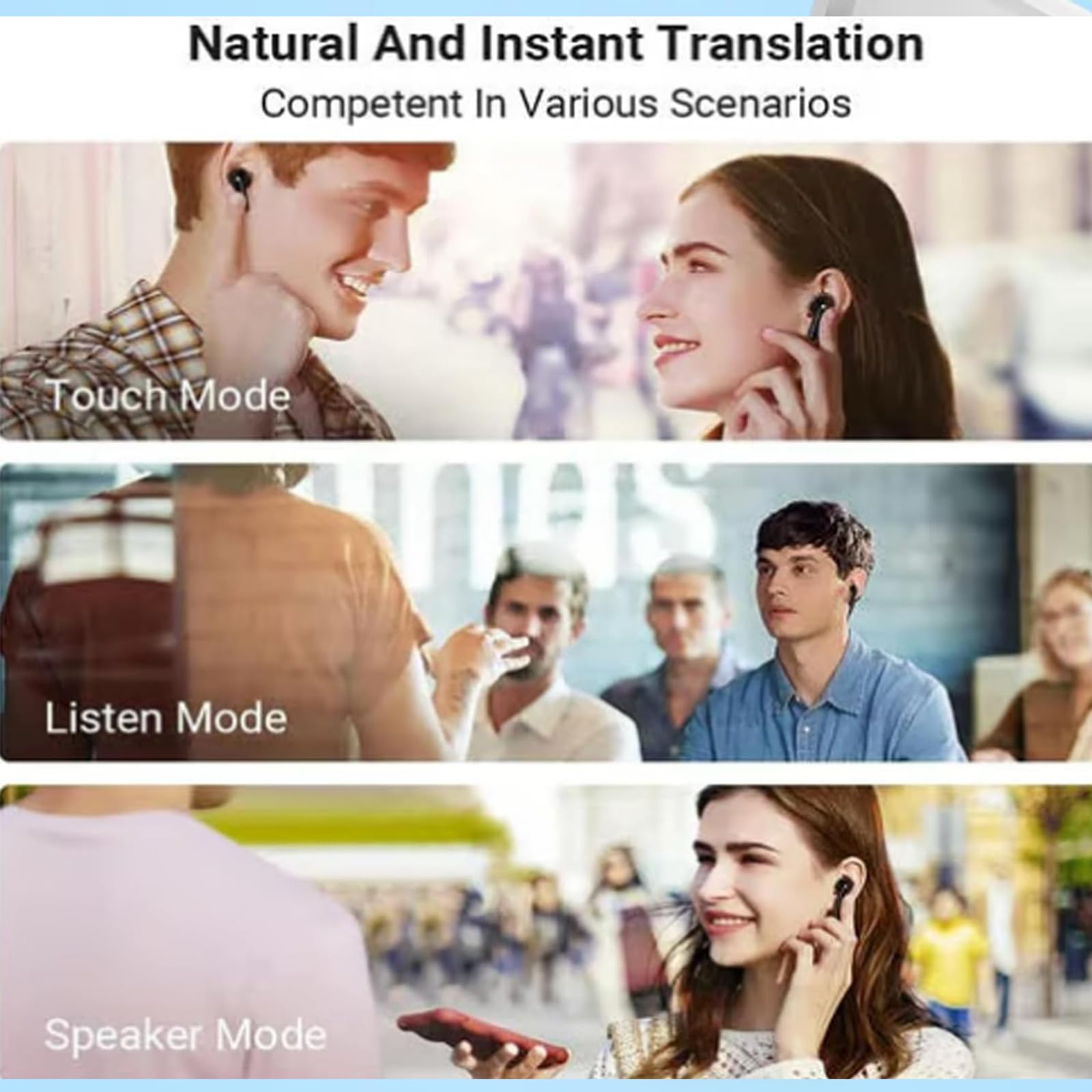 ElderDiscus Bluetooth Translator Earbuds - 144 Language Real-Time Translation Device with High Accuracy for Travel & Business (Black) | Perfect for International Meetings, Study Abroad & Global Communication
