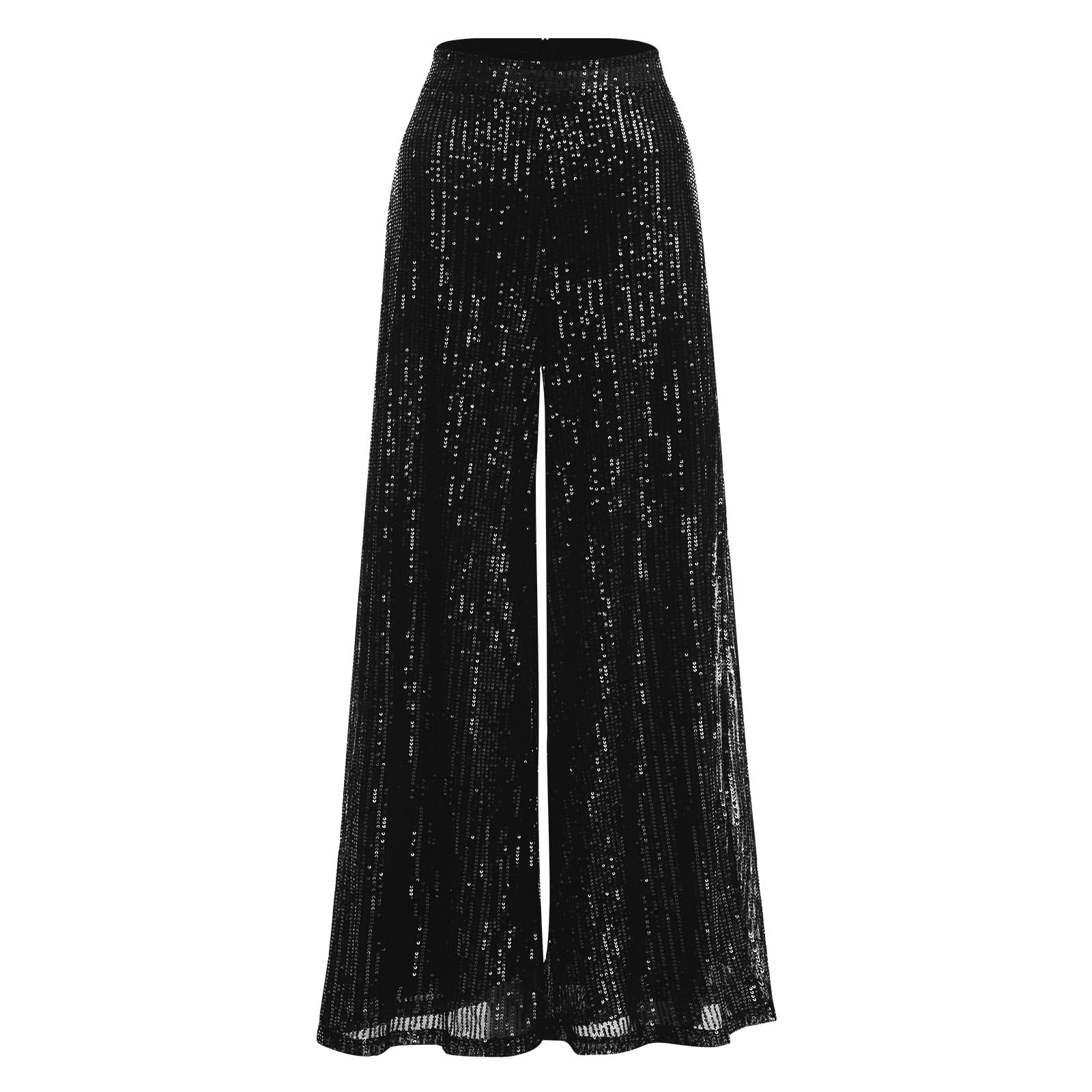 ODIZLI Women's High Waist Sequin Sparkle Flared Pants - Party Pants for Women, Nightclub Outfit, Festive Holiday Wear, NYE Celebration, Plus Size Available