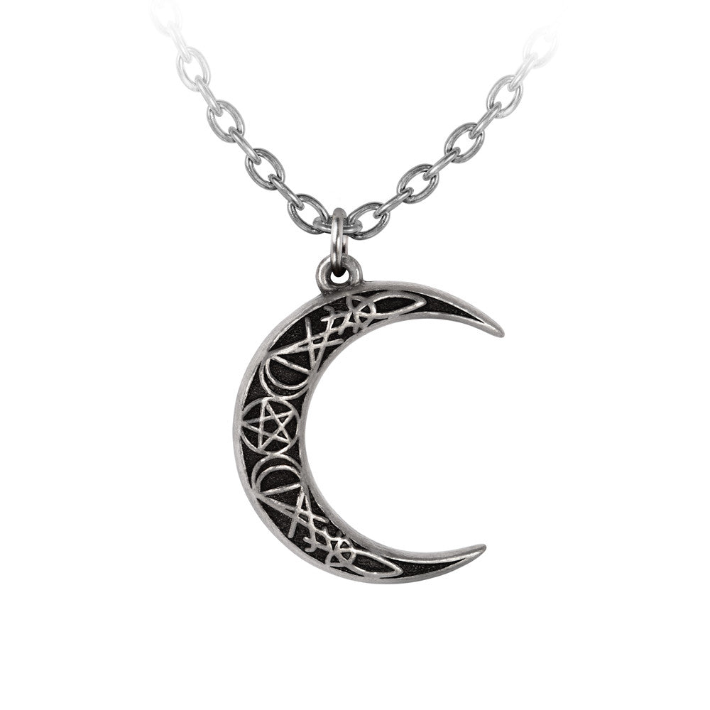 Magic Symbols Crescent Moon Pendant Necklace - Spiritual Jewelry for Women - Perfect for Yoga, Meditation & Boho Fashion