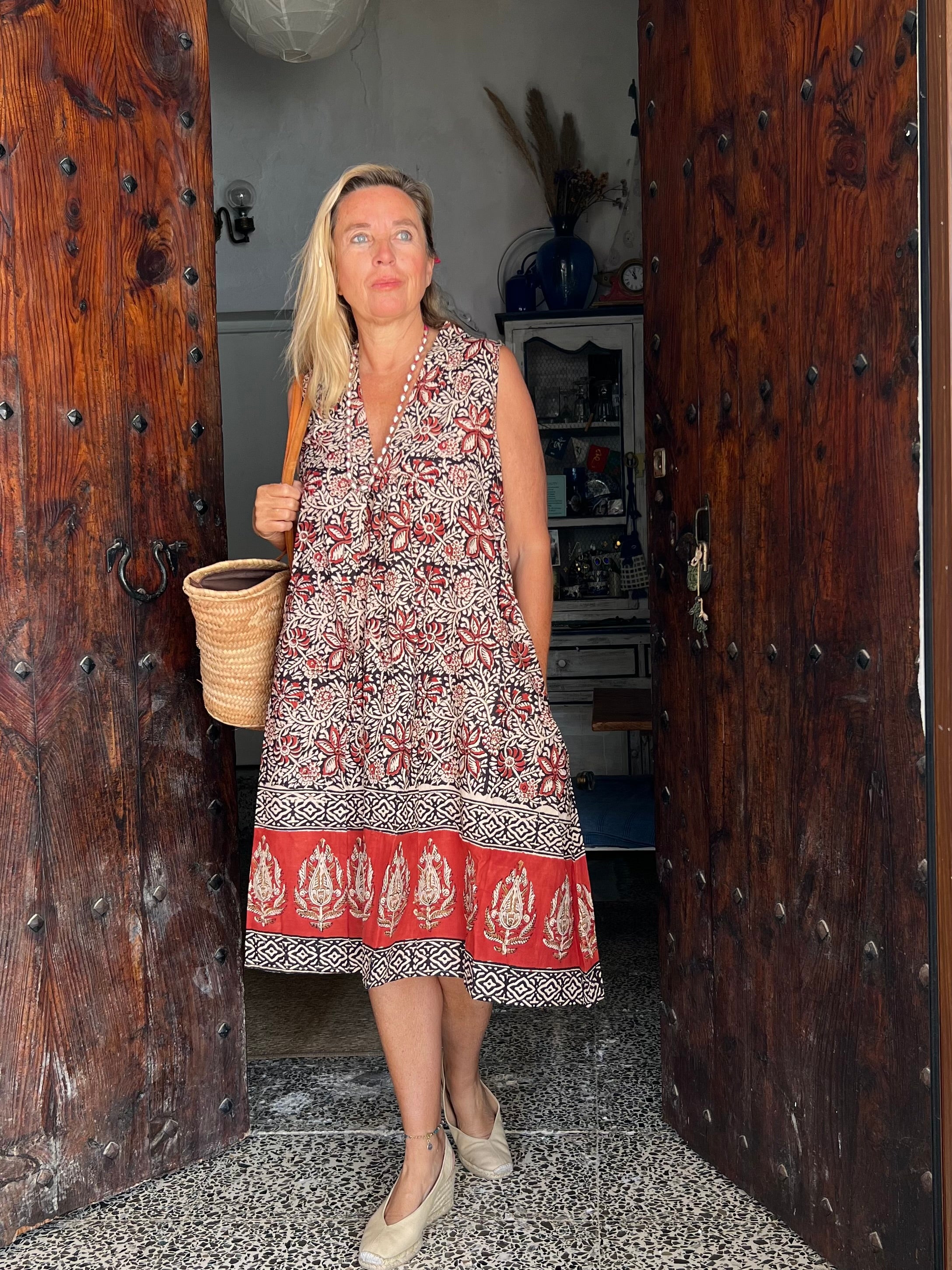 Stylish Pam Bagru Print Handmade Cotton Tote Bag - Perfect for Shopping, Beach & Boho Fashion