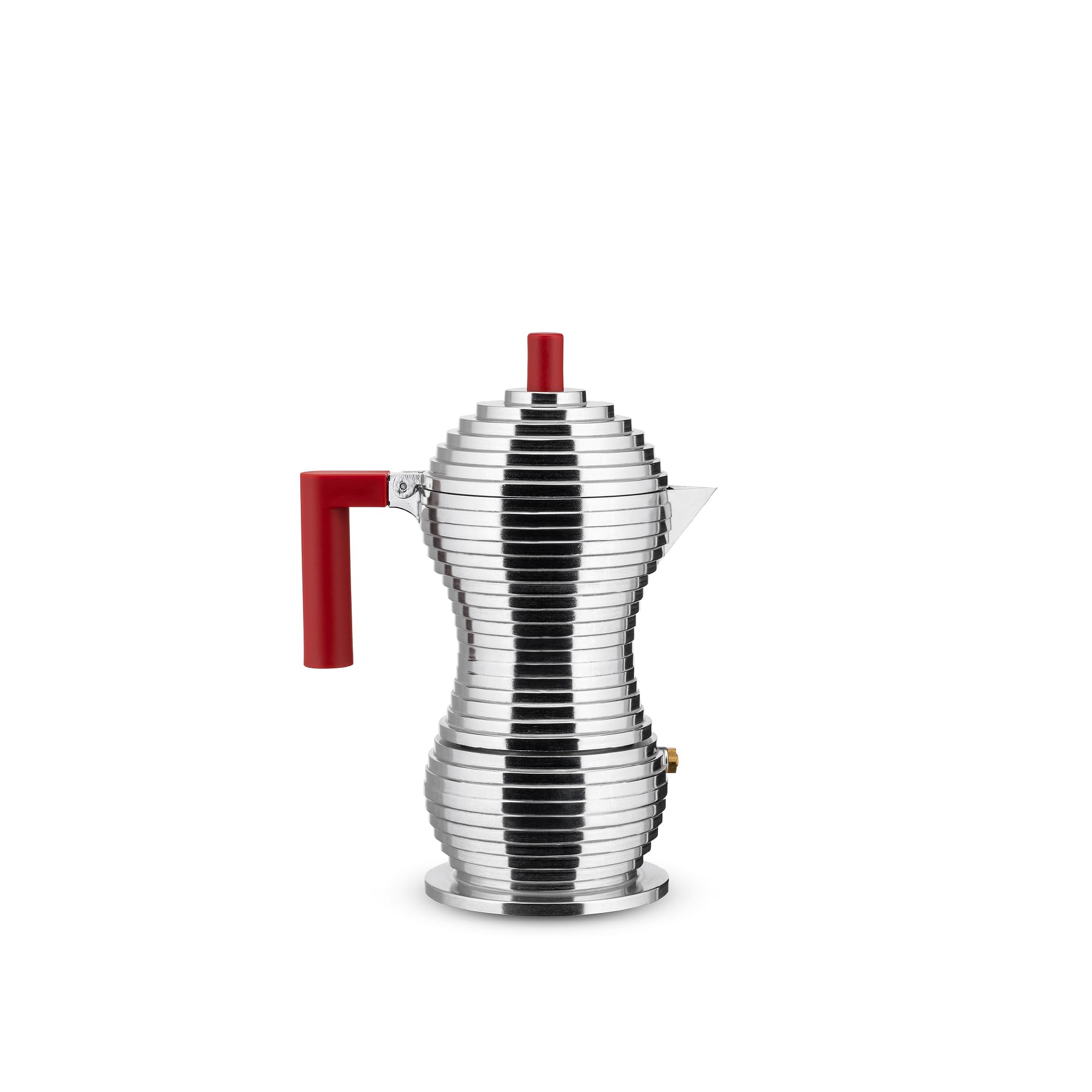 Alessi Pulcina MDL02/03RFM Stovetop Espresso Maker - 3-Cup Italian Coffee Pot with Cast Aluminum Body, PA Handle & Magnetic Steel Base, Red - Perfect for Home Brewing & Gift Giving
