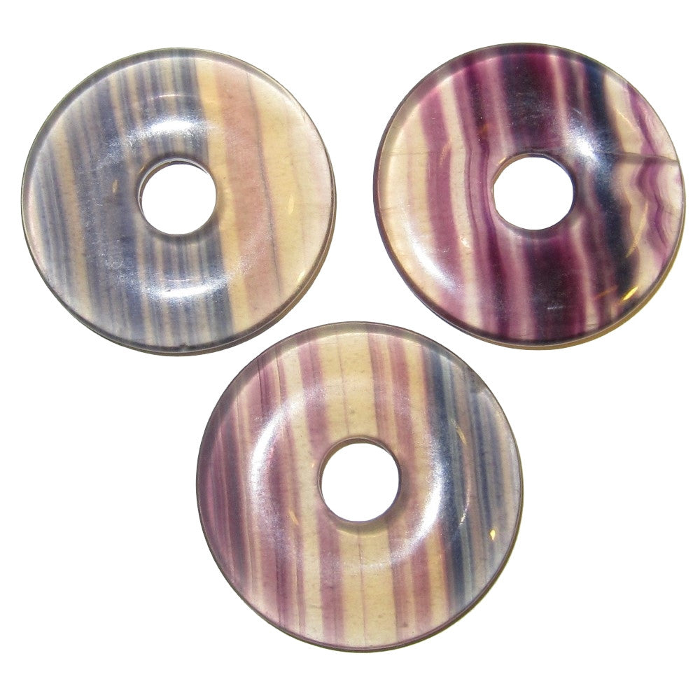 Fluorite Amulet Set - 3 Beautiful Donut Stones for Meditation, Healing & Spiritual Protection | Perfect for Yoga, Reiki & Chakra Balancing