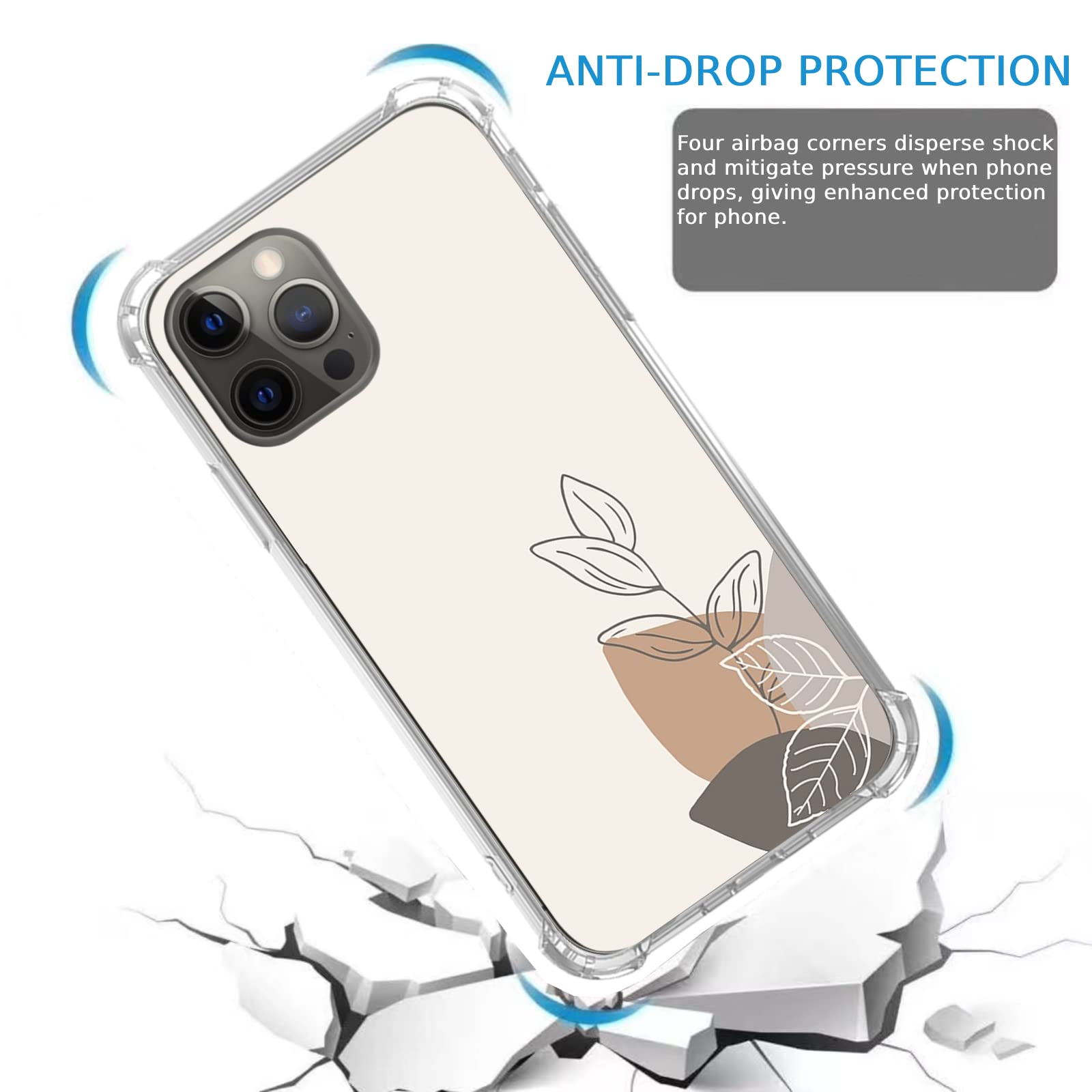 Eco-Friendly Beige Abstract Leaf iPhone 12 Pro Max Case - Minimalist Plant Art TPU Bumper Cover | Durable Protection & Stylish Design for Everyday Use, Work & Outdoor Activities