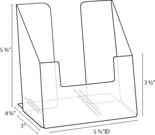 Clear Acrylic Slant Back Bifold Brochure Holder 5.5x8.5 Inches - Plastic Catalog Display Stand with 3