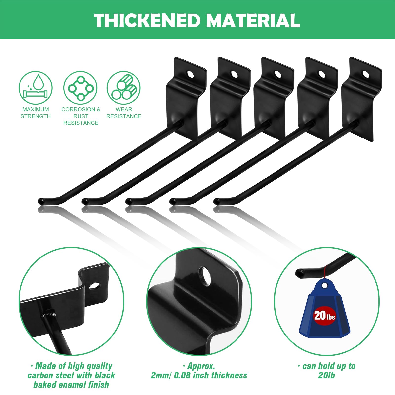 60Pcs Heavy Duty Metal Slatwall Hooks Set - 6 Inch Black Display Hangers for Retail, Garage & Shop Organization - Perfect for Wall Panels, Pegboards & Gridwall Displays in Stores, Workshops & Exhibitions