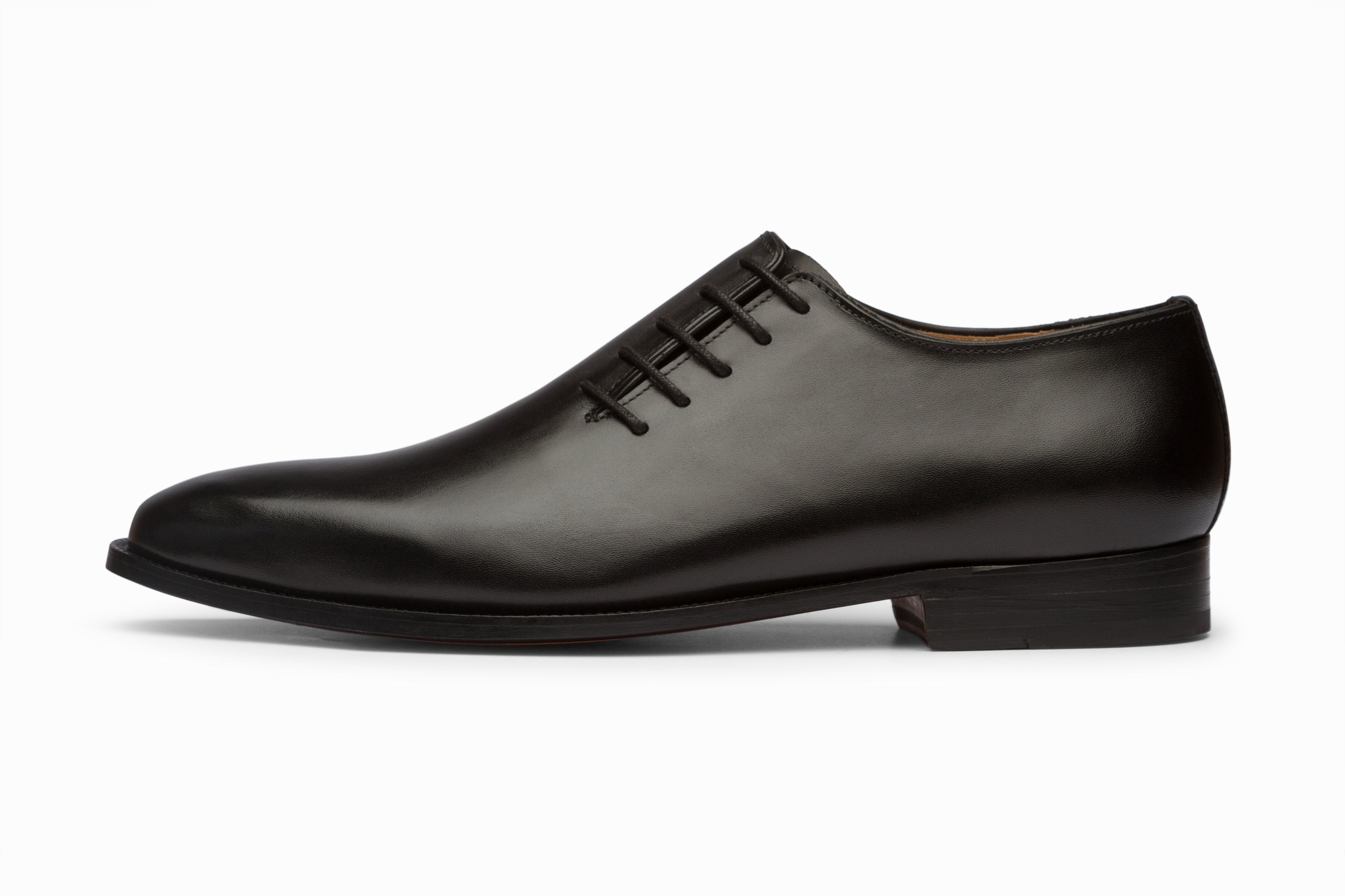 Premium Black Wholecut Oxford Dress Shoes with Side Lacing - Classic Formal & Business Attire for Men