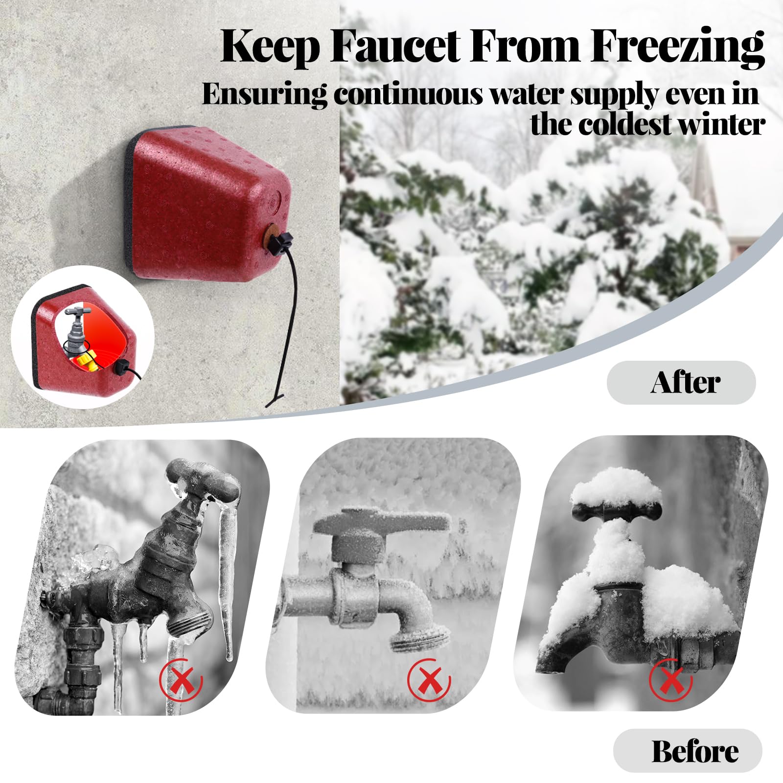 Insulated Foam Faucet Covers for Winter - 2 Pack Freeze Protection Spigot Covers for Hose Bibs & Water Pipes | Reusable Outdoor Faucet Protector for Cold Weather, Home & Garden Use