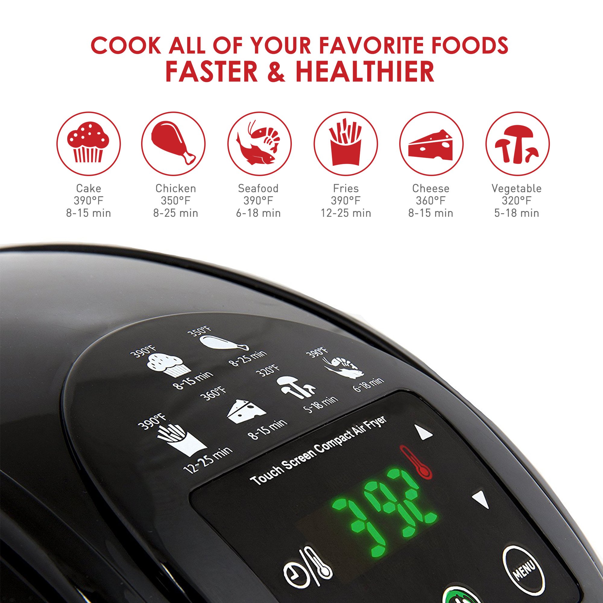 Elite Gourmet EAF-2500D 3.5Qt Dual Basket Digital Air Fryer - 1400W Oil-Free Healthy Cooker with Temperature/Timer Control & 26 Color Recipes - Perfect for Family Meals, Snacks & Low-Fat Cooking (Black)