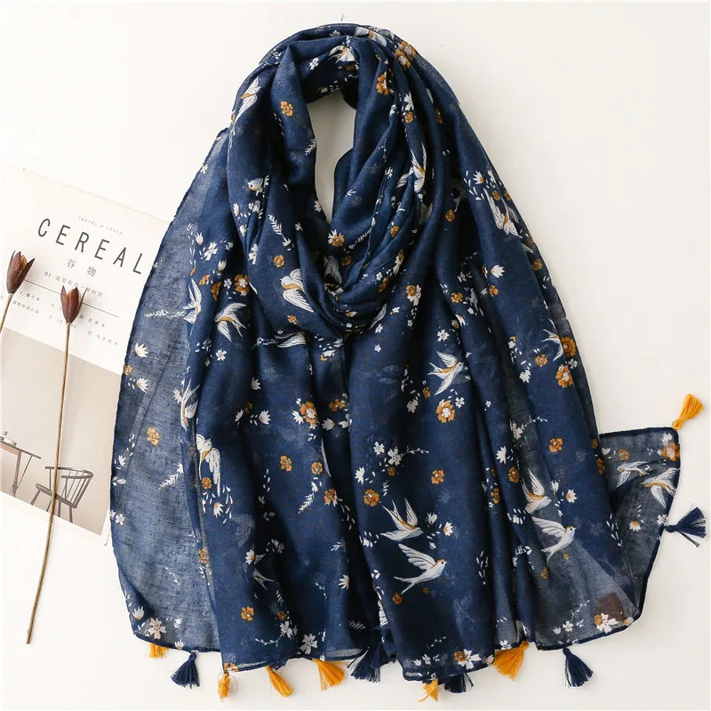 2023 Fashion Paisley Abstract Floral Tassel Viscose Shawl Scarf - Women's Lightweight Pashmina Wrap Stole & Muslim Hijab (180x90cm) - Perfect for Daily Wear, Office, Parties & Prayer
