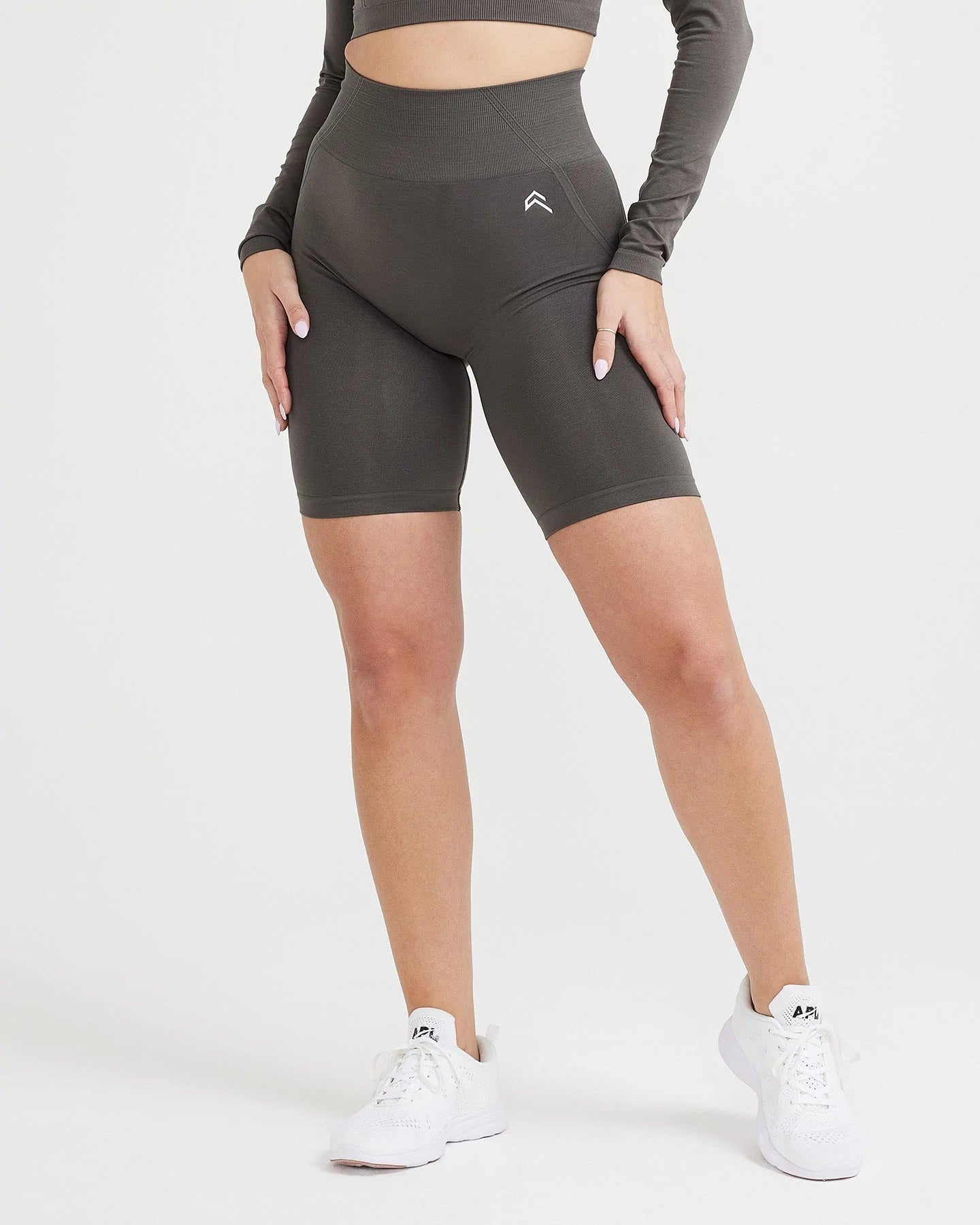 Breathable Seamless Cycling Shorts for Women & Men - Comfortable Deep Taupe Biker Shorts for Road Cycling, Spinning & Workouts