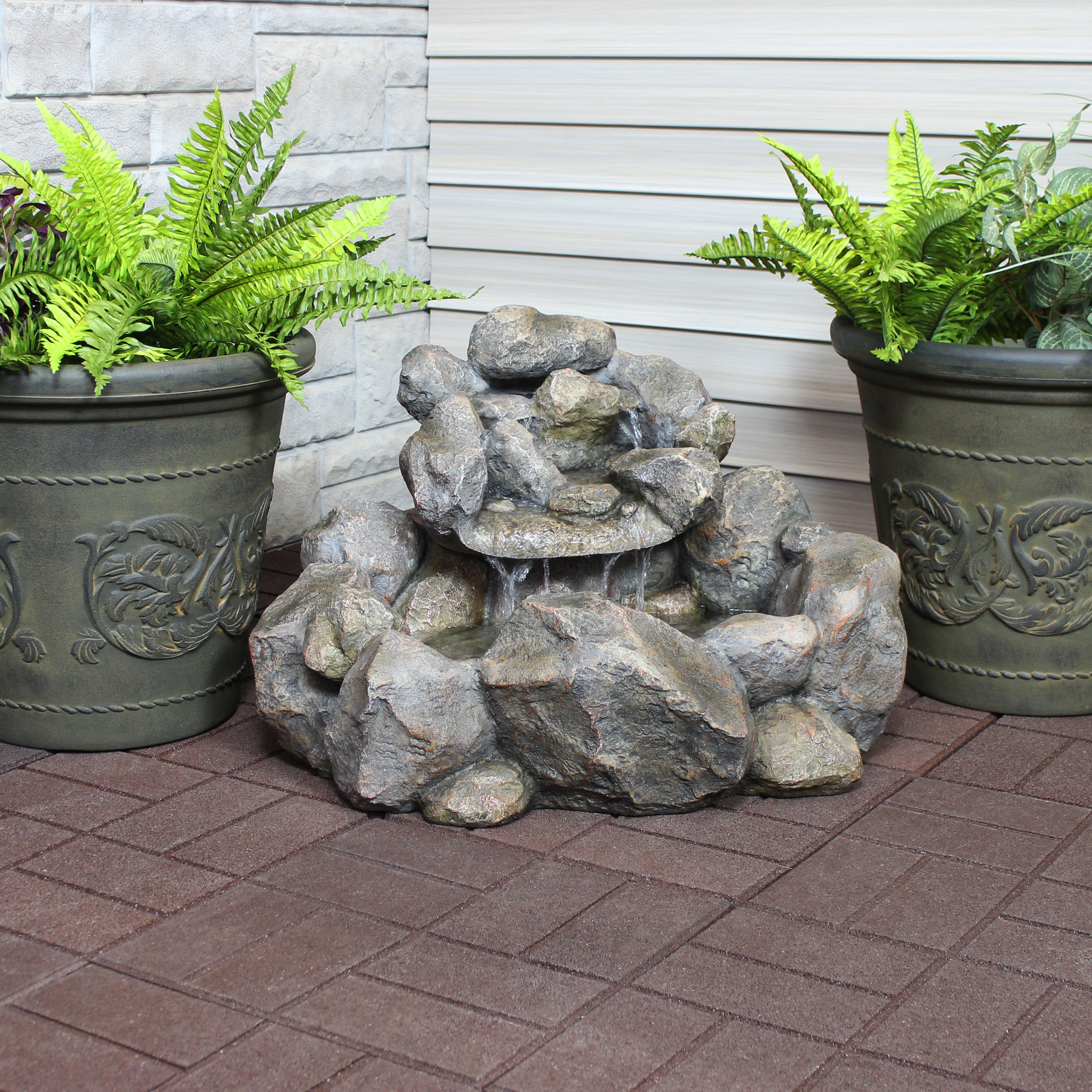 Sunnydaze Rocky Ravine Outdoor Water Fountain - 18 Inch Garden Decor with Natural Stone Design for Patio, Yard, and Landscape | Relaxing Water Feature for Backyard, Deck, or Outdoor Living Space
