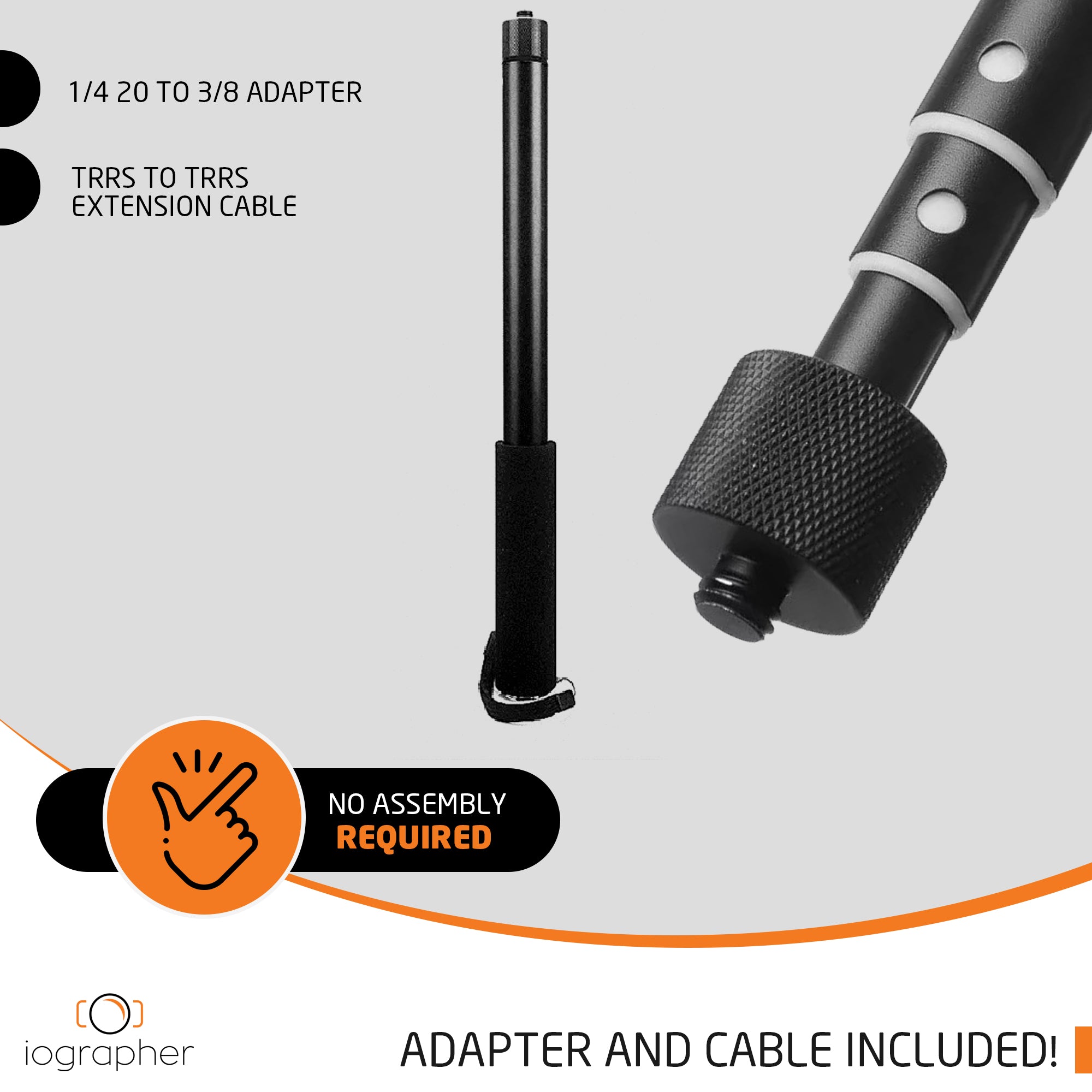 iOgrapher Compact Boom Pole - Lightweight Aluminum Microphone Boom for DSLR & Smartphone Filmmaking - Perfect for Vlogging, Interviews & YouTube Videos