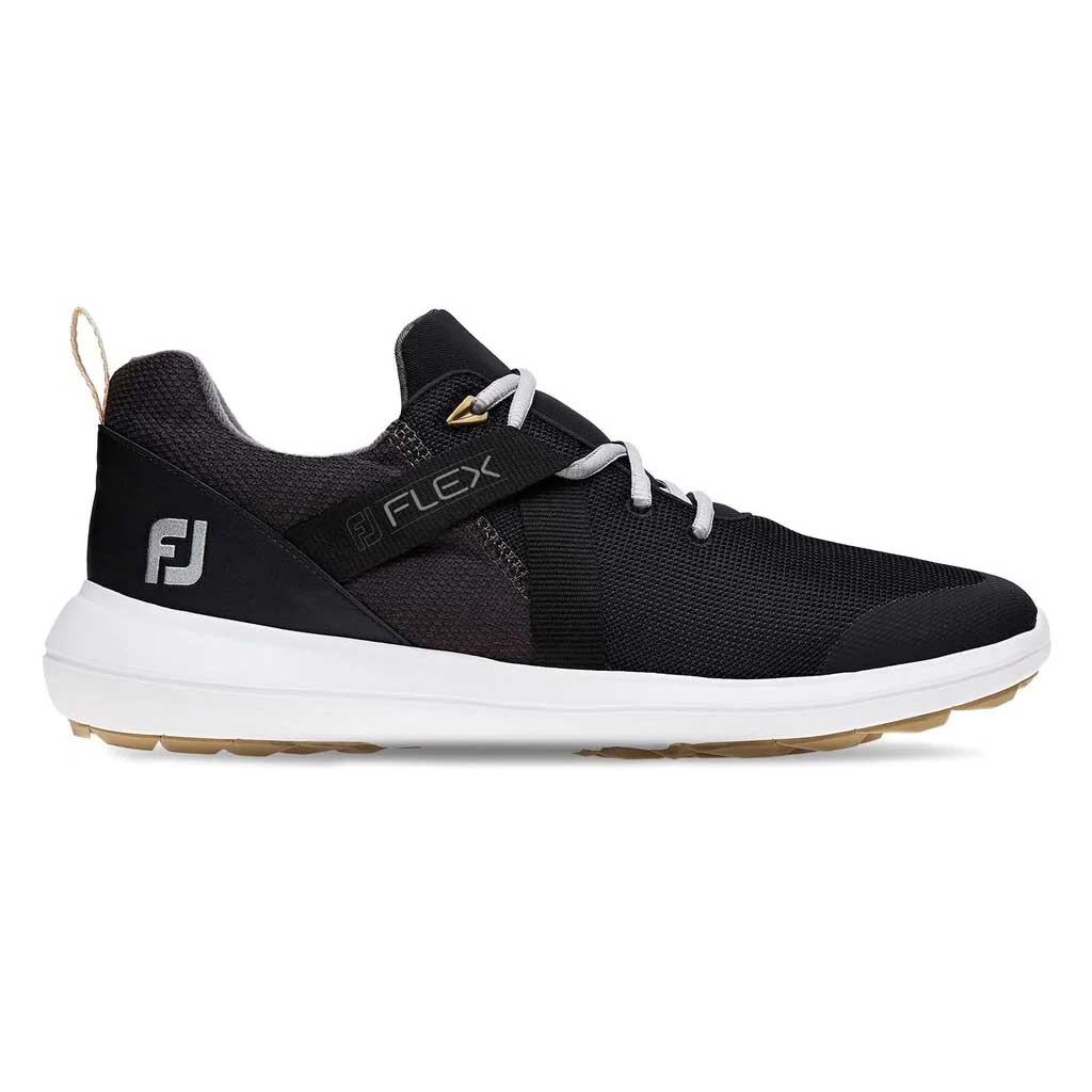 FootJoy Flex Black Men's Golf Shoes - Lightweight & Waterproof Spiked Golf Shoes for Men - Perfect for Walking the Course & All-Weather Play