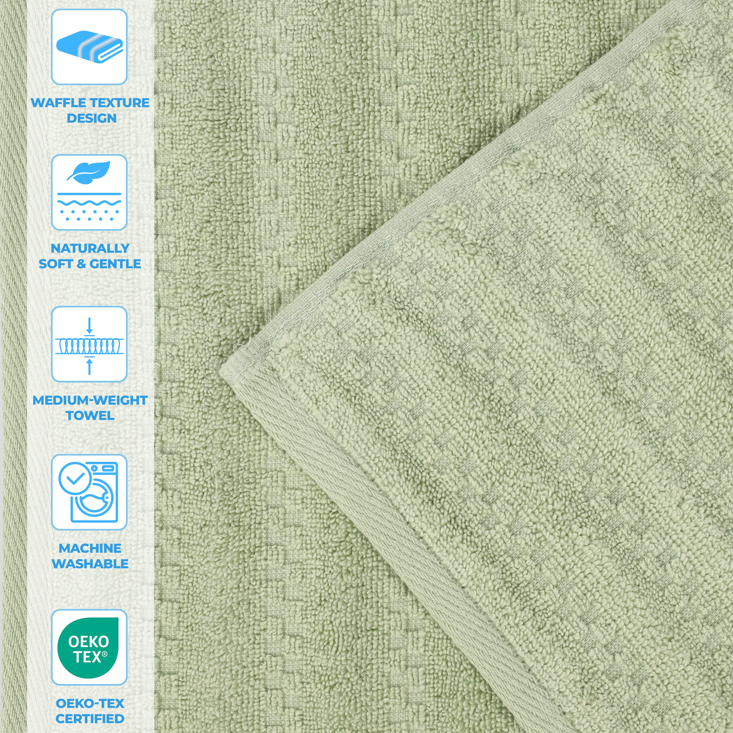 Zuma Zero Twist Cotton Medium Weight Soft Absorbent 6-Piece Bath Towel Set - Premium Luxury Towels for Spa, Bathroom & Beach Use