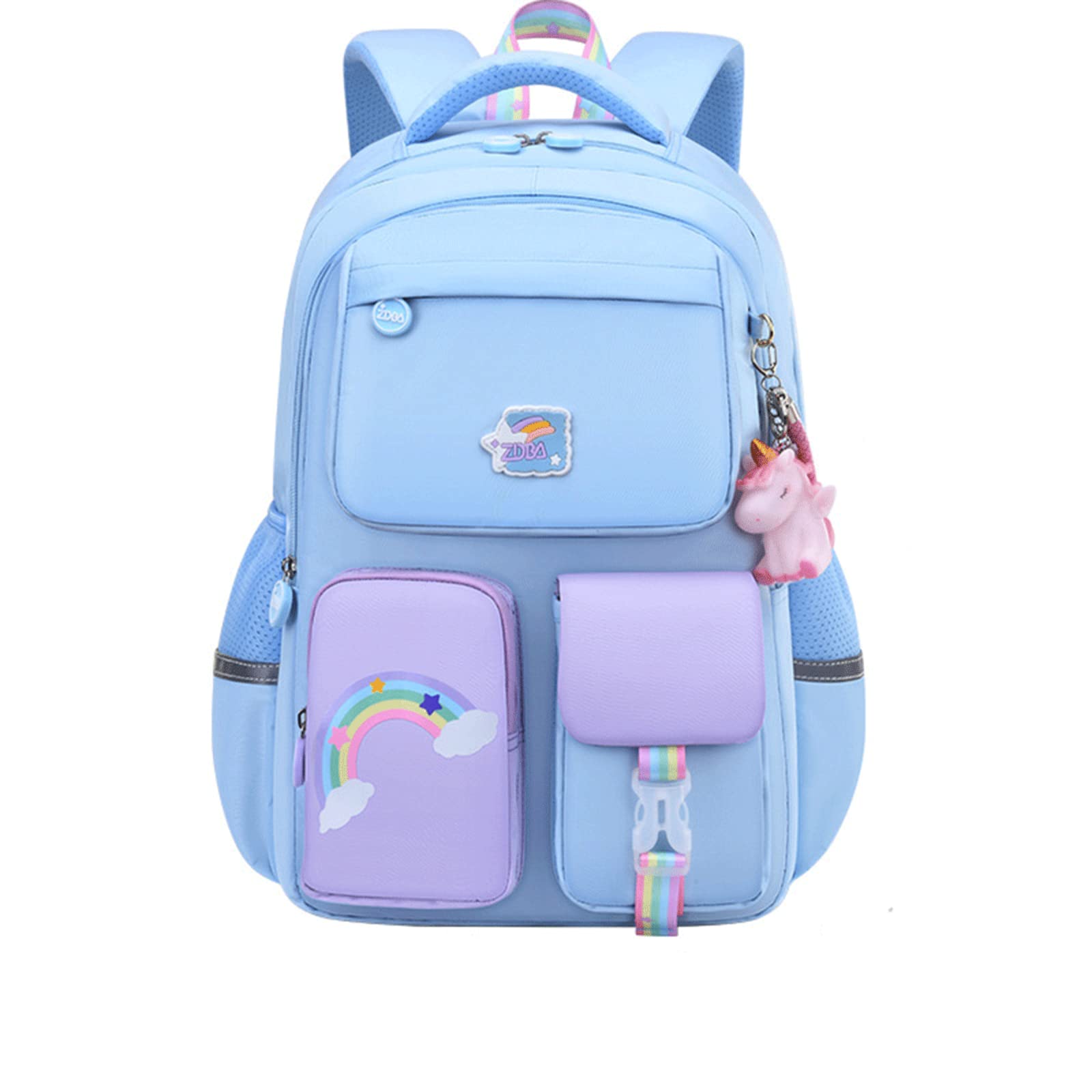 **Cute Unicorn Backpack for Kids - Blue Rainbow School Bag for Girls & Boys, Lightweight & Durable Bookbag for Elementary Students - Perfect for School, Travel & Daily Use**