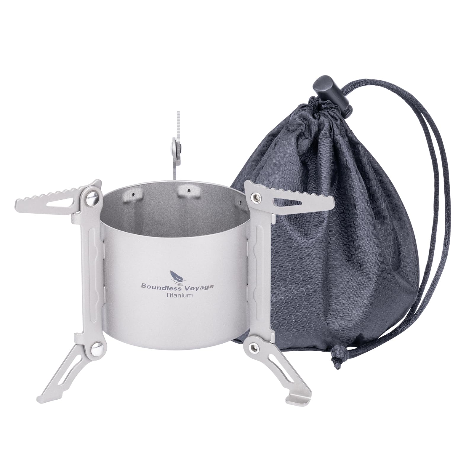 Boundless Voyage Titanium Alcohol Stove - Ultra Lightweight Camping Spirit Burner with Foldable Stand | Portable Backpacking Cooker for Hiking, Backpacking & Outdoor Adventures | Perfect for Solo Camping, Emergency Kits & Wilderness Cooking