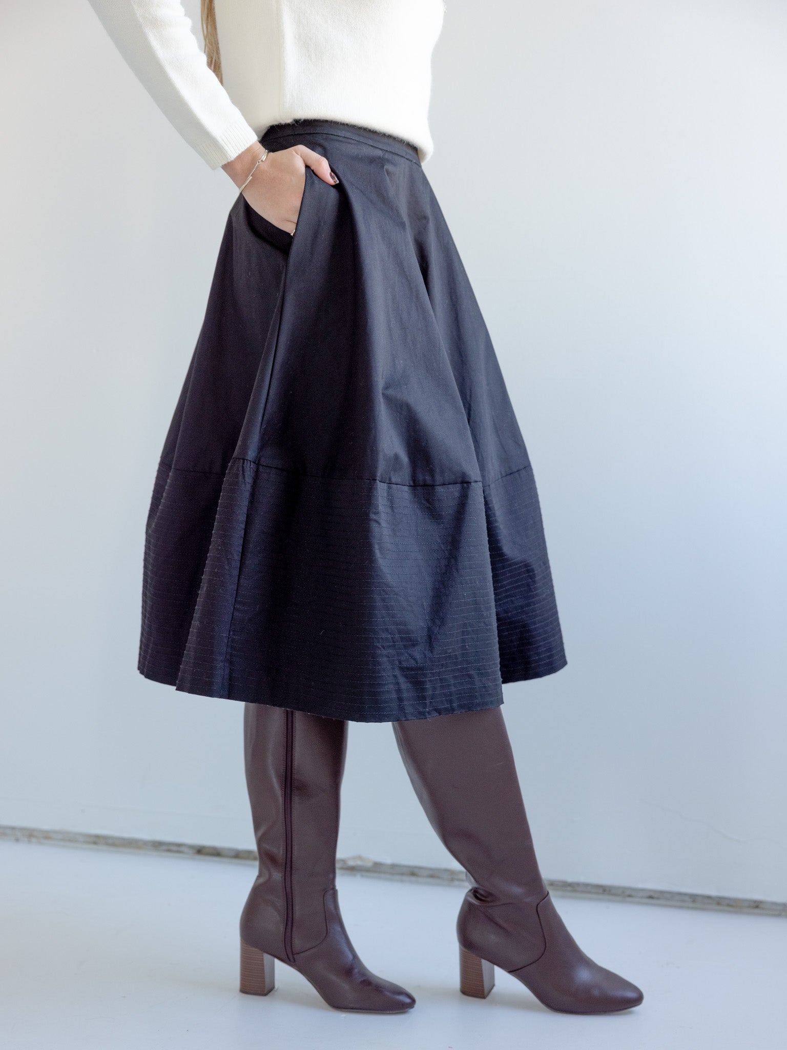 Ava Poplin Skirt - Women's Casual Flowy Midi Skirt with Pockets | Perfect for Summer, Office Wear & Vacation Outfits
