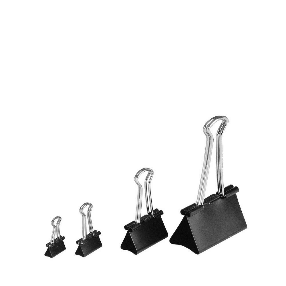 12-Pack Black 15mm Foldback Clips - Multi-Purpose Binder Clips for Office, School & Home Organization - Heavy Duty Paper Clips for Documents, Files & Bulletin Boards