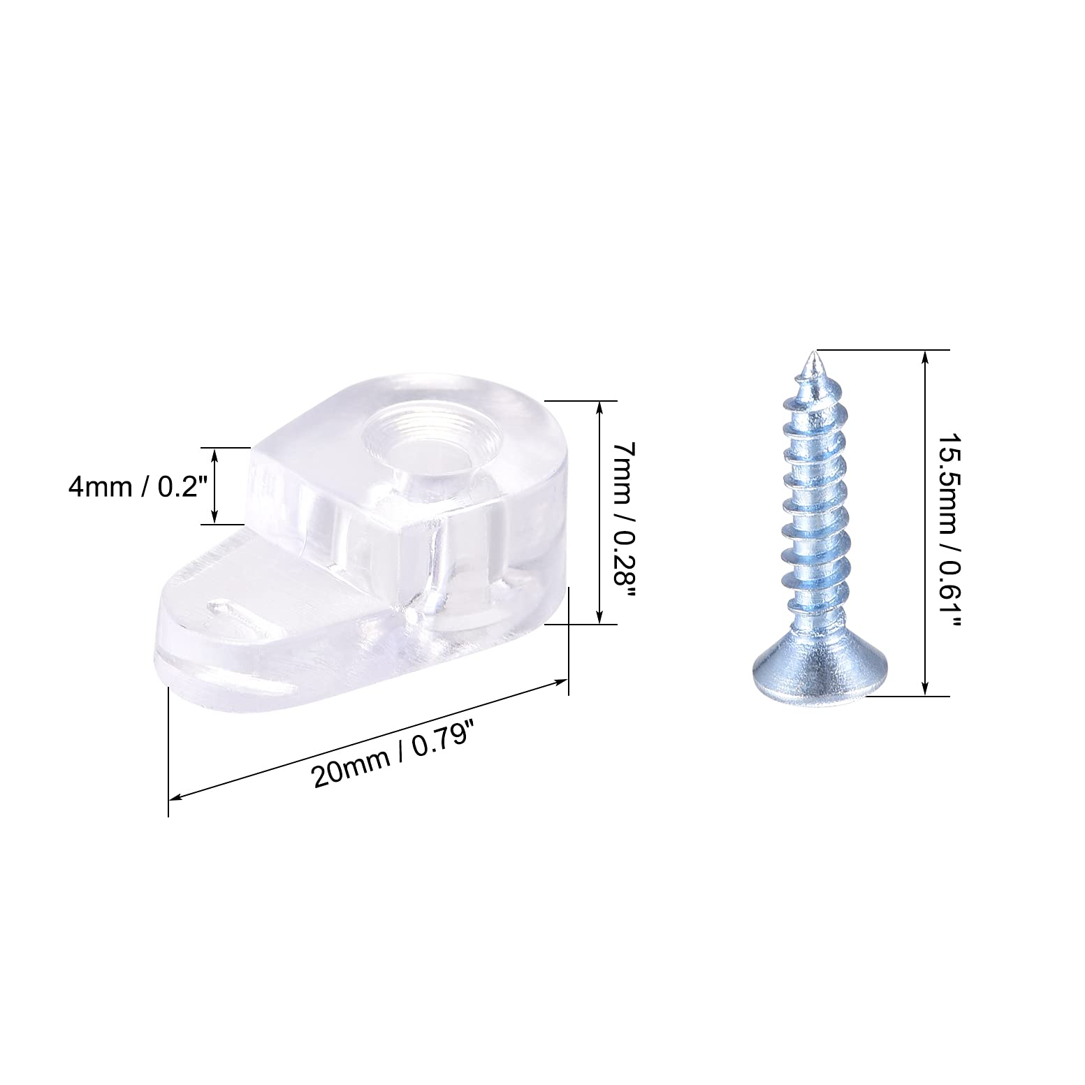 uxcell 20mmx11mm Glass Retainer Clips Kit with Screws - 100pcs Cabinet Door Clips for Mirrors, Doors & Windows | Secure Glass Panels for Cabinets, Frameless Mirrors & Window Installations