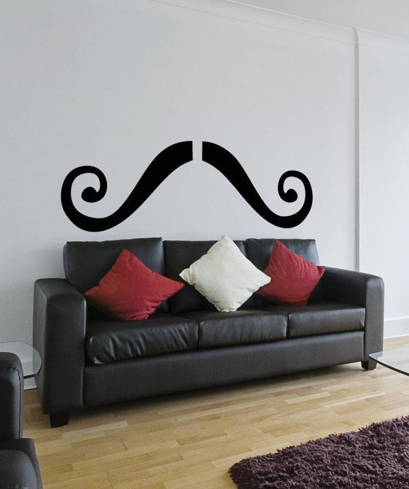 Vinyl Wall Decal Sticker - Curly Mustache Design #OS_AA1321 - Perfect for Home Decor, Bedroom, Living Room & Office