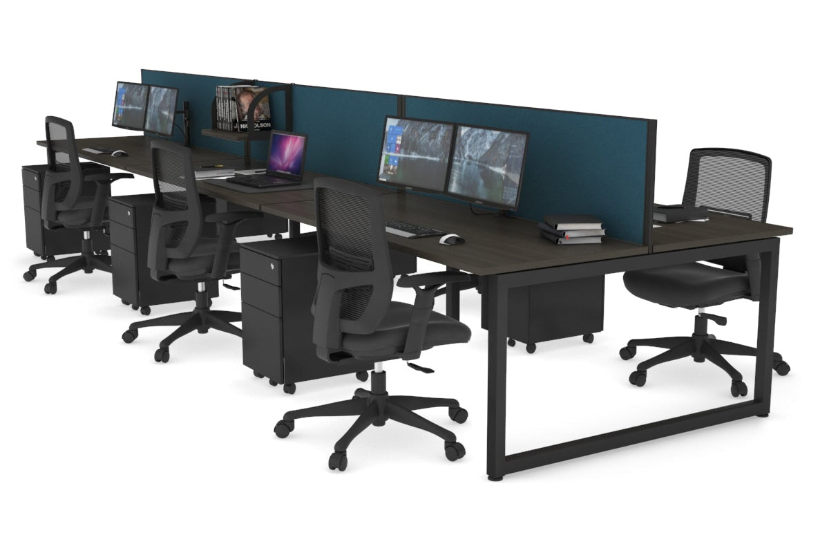Quadro Loop Legs 6-Person Office Workstation Desk - 1400L x 700W Dimensions - Perfect for Collaborative Workspaces & Team Projects