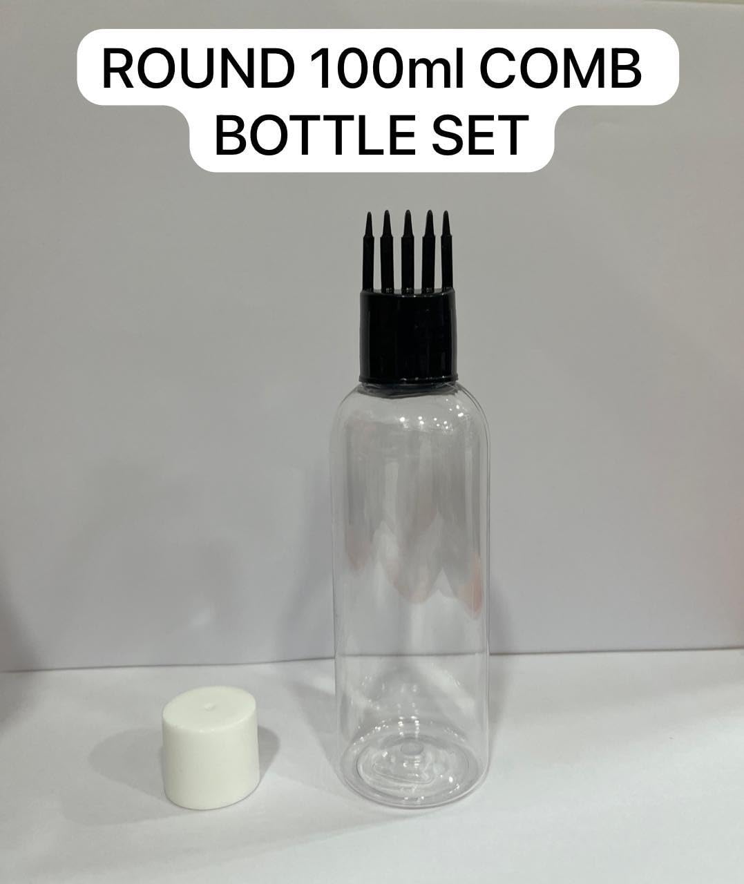 Refillable Square Transparent Hair Oil Applicator Bottles with Comb Cap - 6-Piece Set (2x30ml, 2x50ml, 2x100ml) for Scalp Treatment & Hair Care at Home or Salon