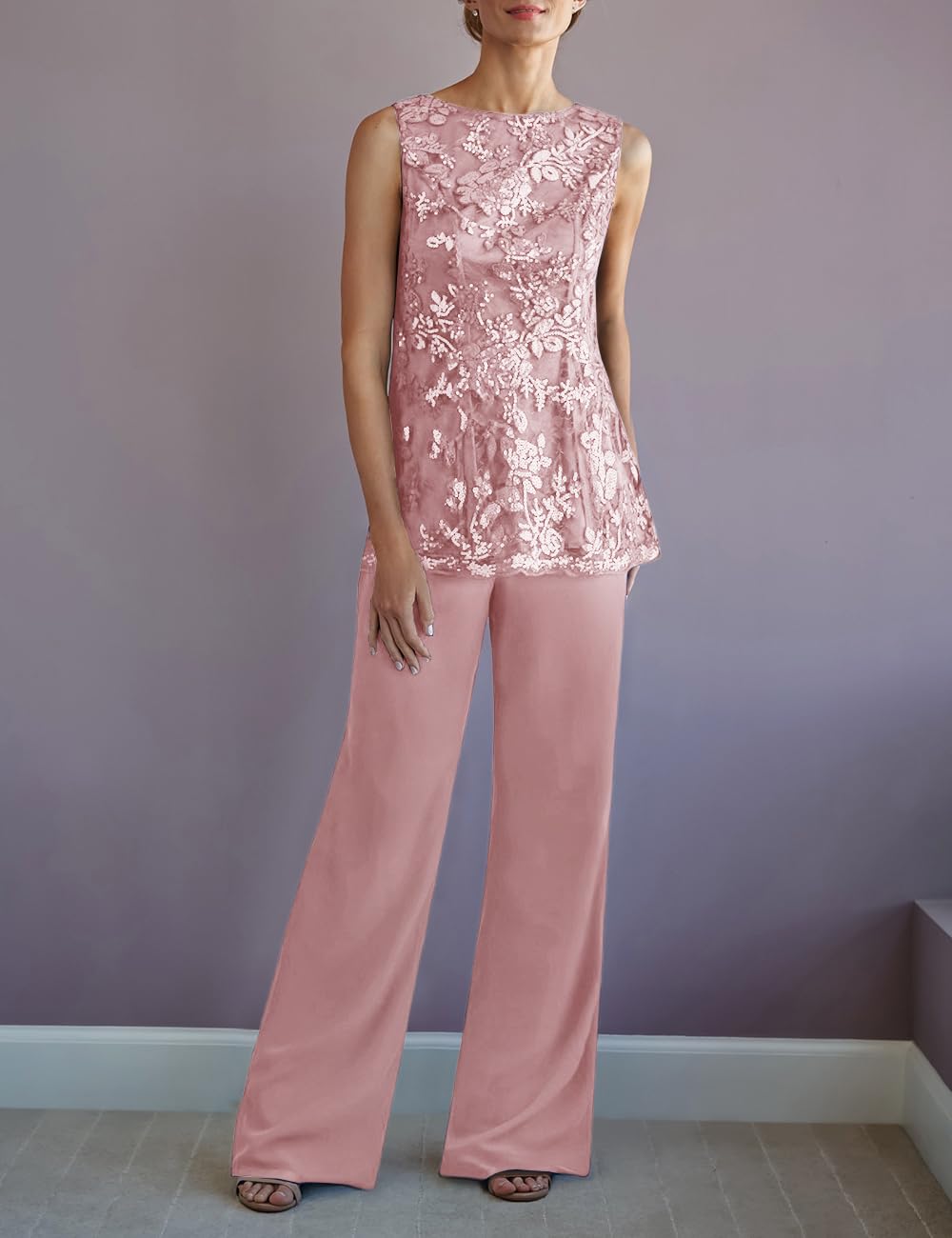 Elegant Women's 3-Piece Lace Pantsuit Set - Mother of the Bride Formal Outfit for Weddings, Parties & Special Occasions