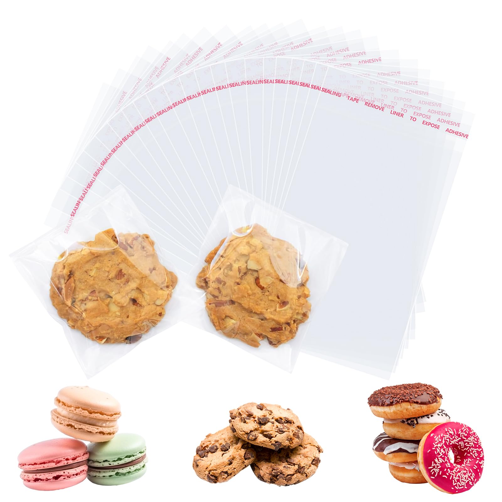 200 Pcs 4x6 Inch Clear Resealable Cellophane Bags for Cookies, Candies & Baking - Self Sealing Treat Bags for Parties, Christmas Gifts, Holiday Baking & Candy Packaging