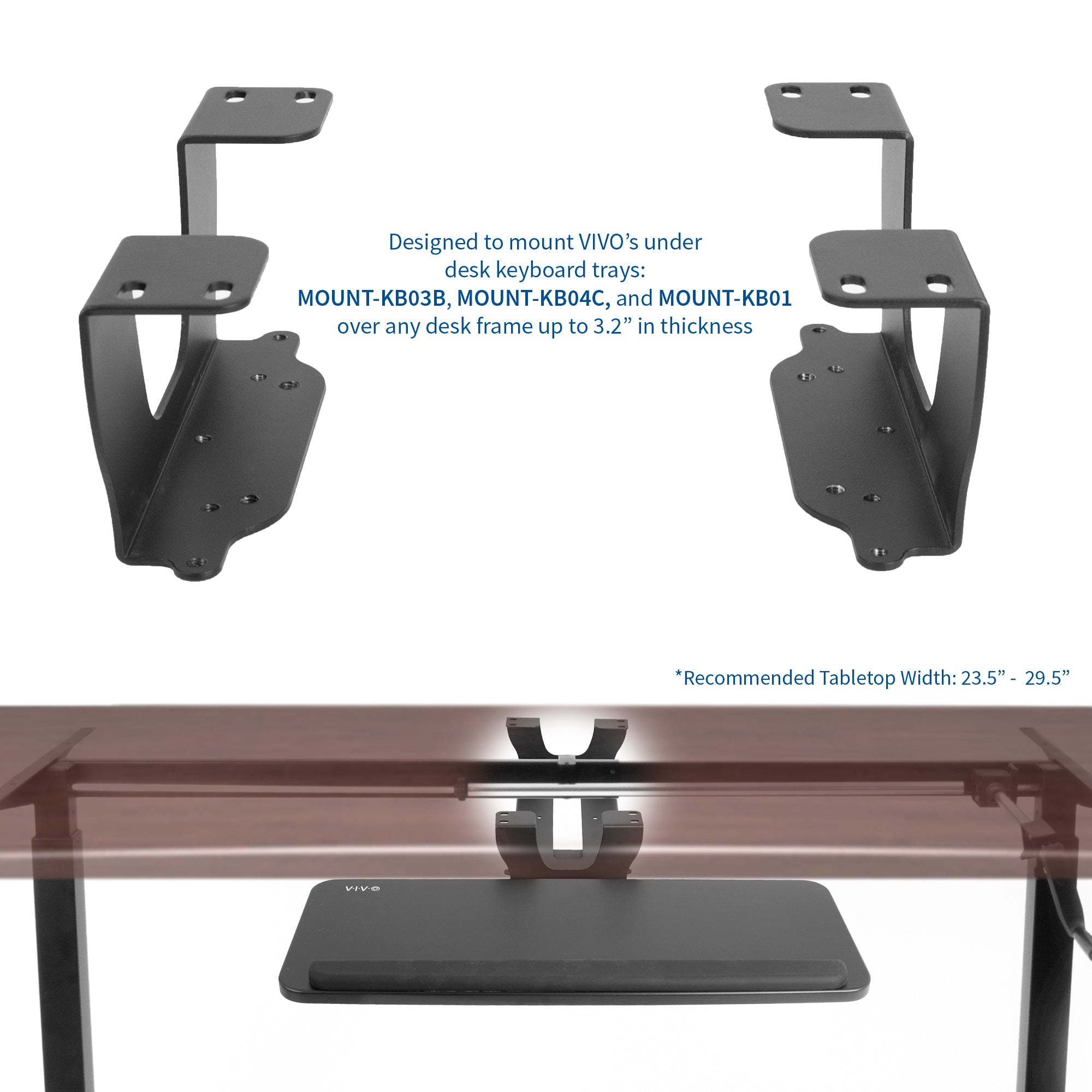 Dual Spacer Brackets for Under Desk Keyboard Tray - Heavy Duty Adjustable Mounting Kit for Ergonomic Workspace Setup | Perfect for Home Office, Gaming & Computer Desks