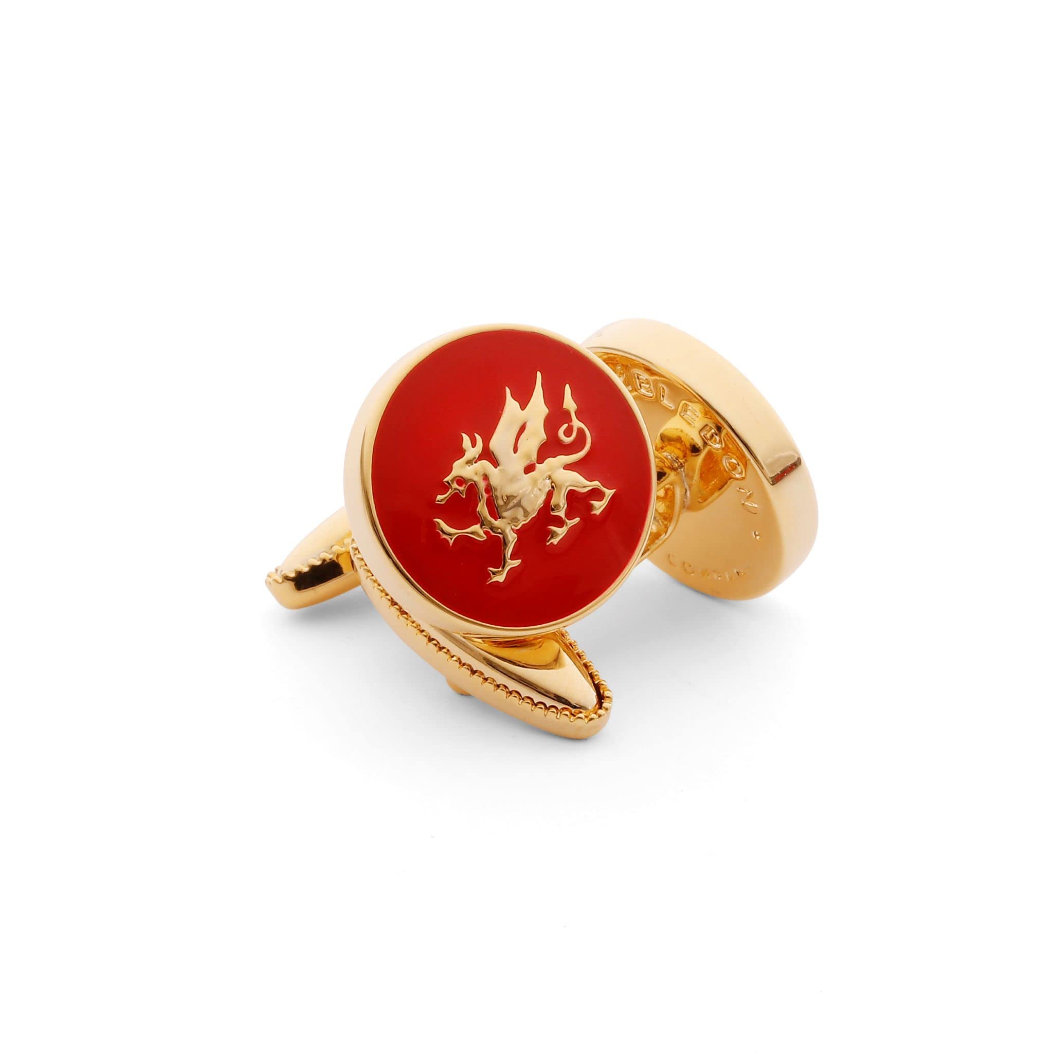 Premium Red and Gold Welsh Dragon Cufflinks - Elegant Dress Shirt Accessories for Men, Formal Events & Welsh Heritage Celebrations