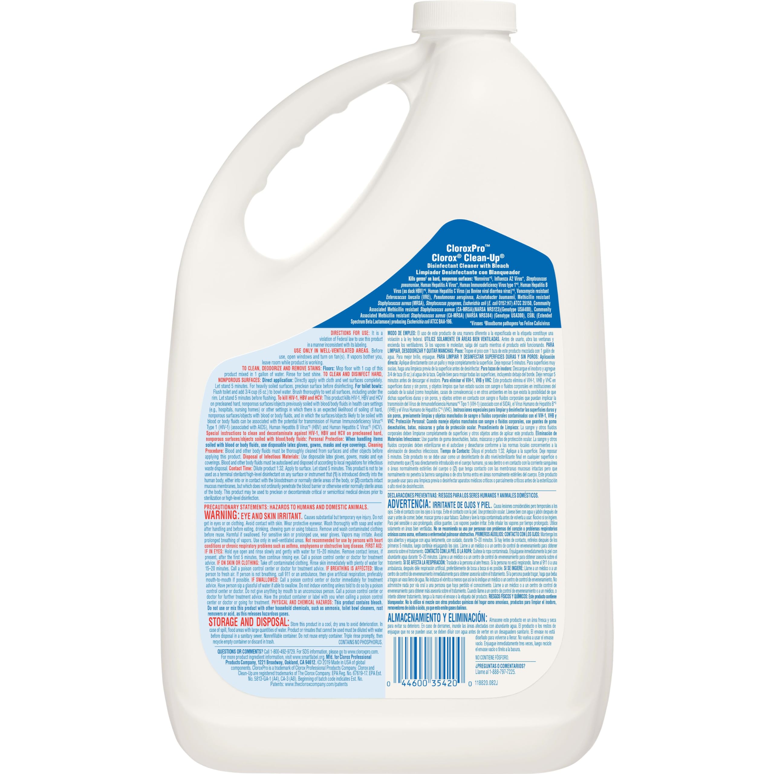 CloroxPro Clorox Clean-Up Disinfectant Cleaner with Bleach Refill, 128oz - Kills 99.9% Germs - All-Purpose Cleaner for Kitchen, Bathroom & Hard Surfaces - Commercial & Home Use