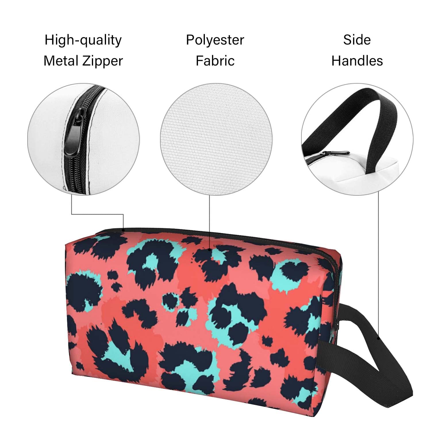 Travel Toiletry Bag - Large Makeup Organizer & Portable Shaving Kit with Pink Leopard Print - Waterproof Cosmetic Case for Women & Men - Perfect for Travel, Gym, Camping & Daily Use