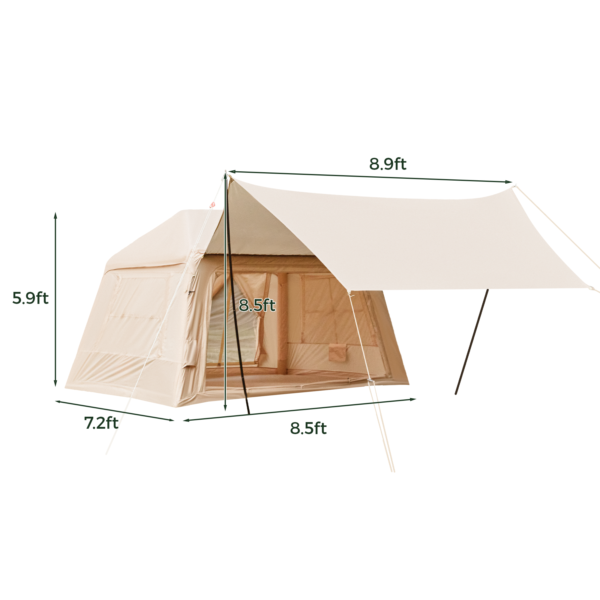 EROMMY 4-Season Inflatable Camping Tent - Easy Setup, Spacious 6-Person Oxford Tent with Mesh Windows for Ventilation | Perfect for Family Camping, Backpacking & Outdoor Adventures