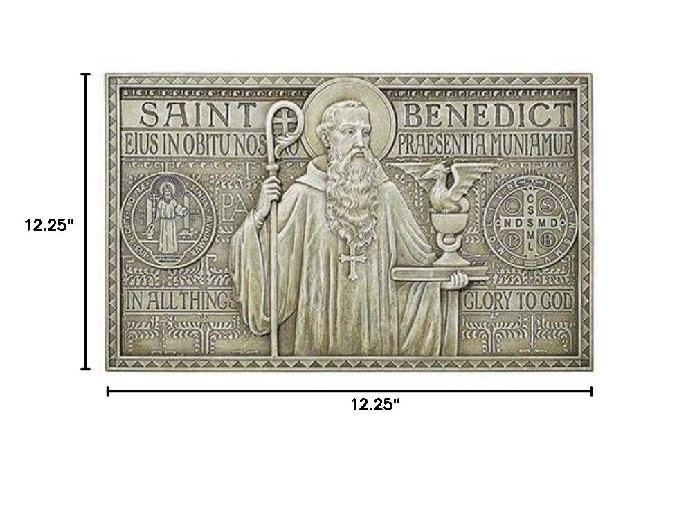 St. Benedict 12.25 Inch Wooden Wall Plaque - Christian Religious Home Decor for Prayer Room, Church & Gift Giving