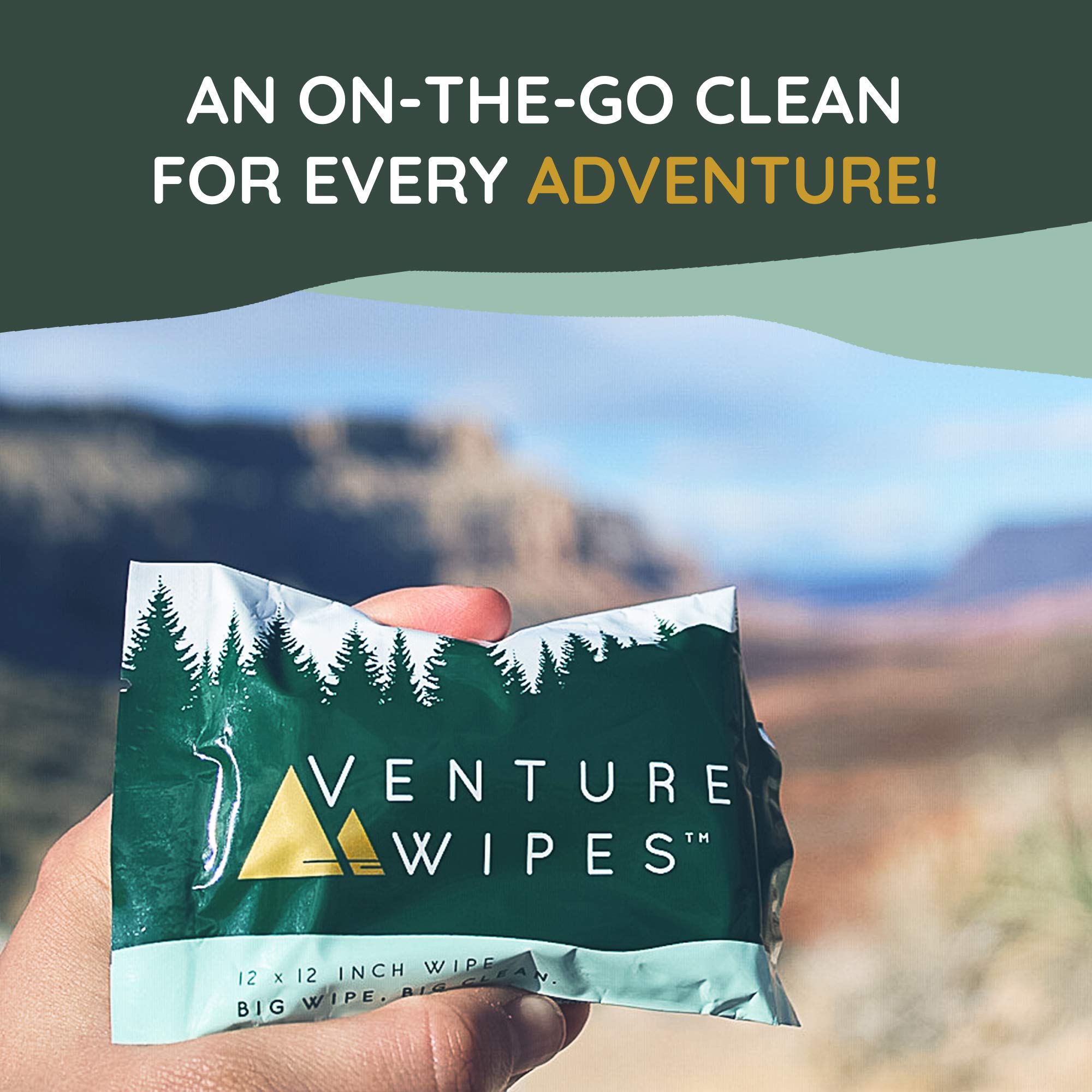 Venture Tea Tree Oil Body Wipes for Adults - Biodegradable Cleansing Wipes with Aloe & Vitamin E - Individually Wrapped - 10 Count - Perfect for Camping, Hiking, Travel & Outdoor Adventures