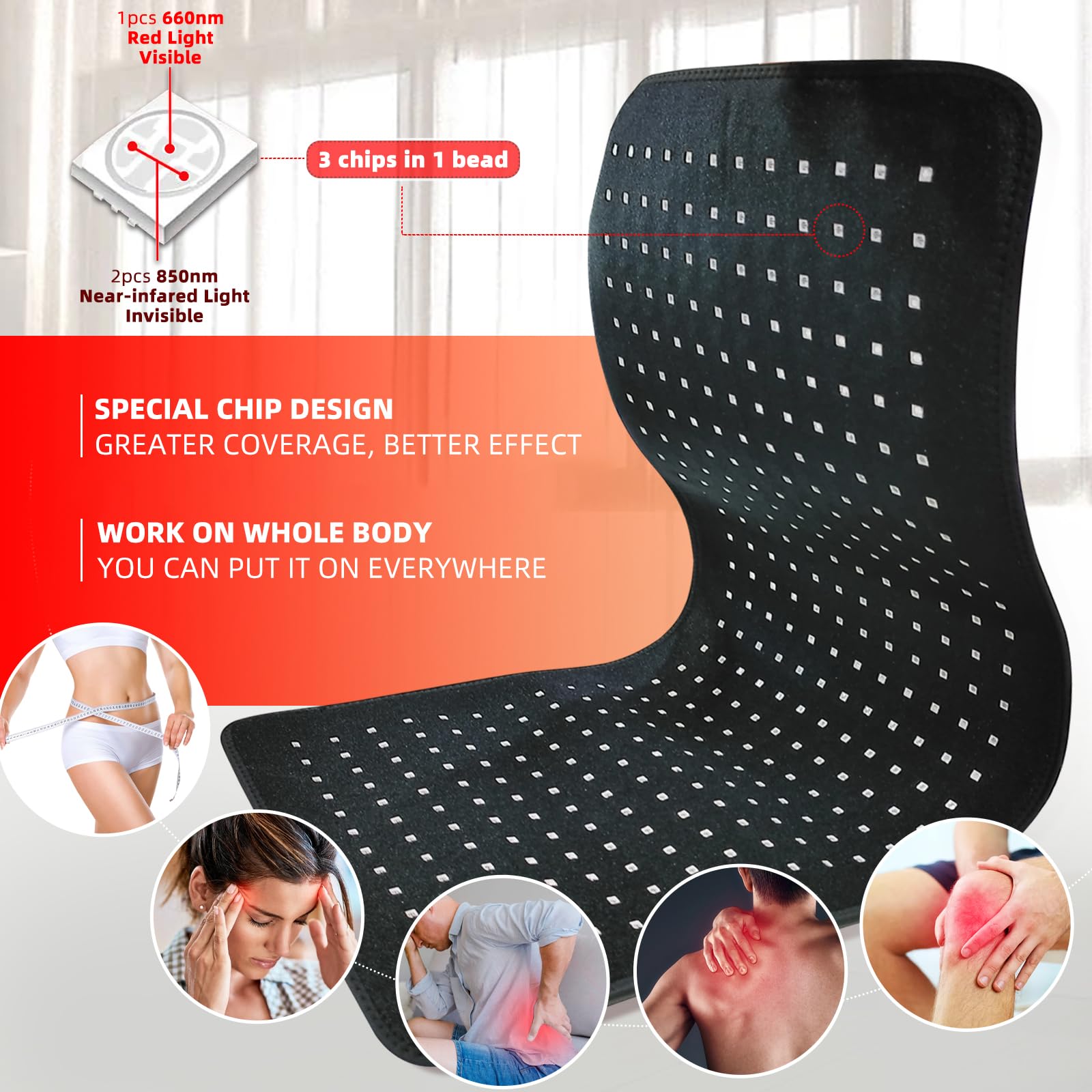 Red Light Therapy Wrap Pad - 360 LED Infrared Light Therapy for Body Pain Relief, Muscle Recovery & Inflammation Reduction | Full Body Treatment for Home Use, Athletes & Chronic Pain Sufferers