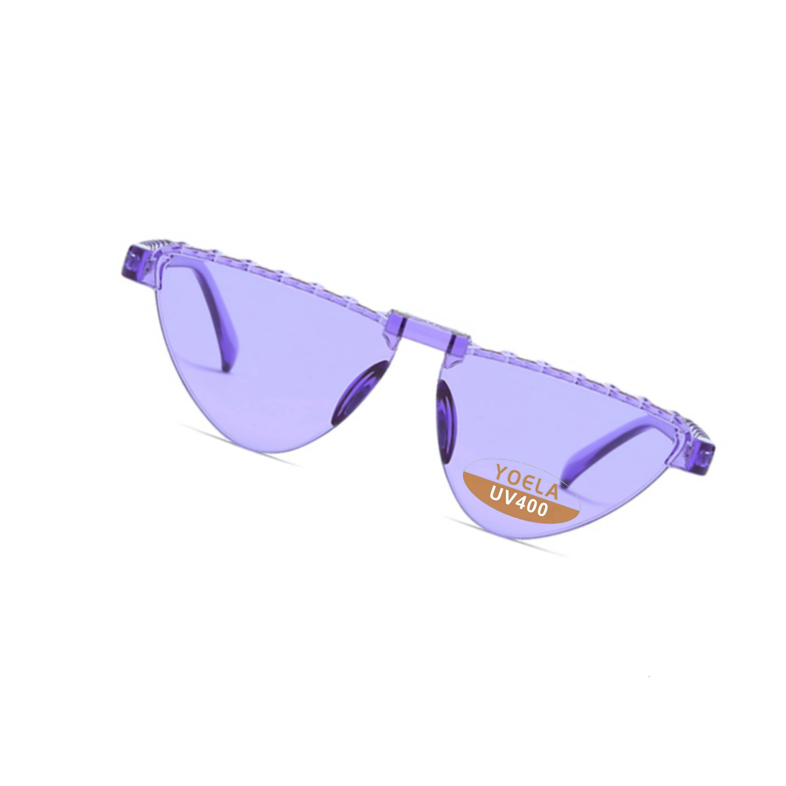 Yoela Triangle Thick Rimless Sunglasses - One Piece Colored Transparent UV Protection Unisex Sunglasses for Women & Men | Perfect for Beach, Driving, and Outdoor Activities