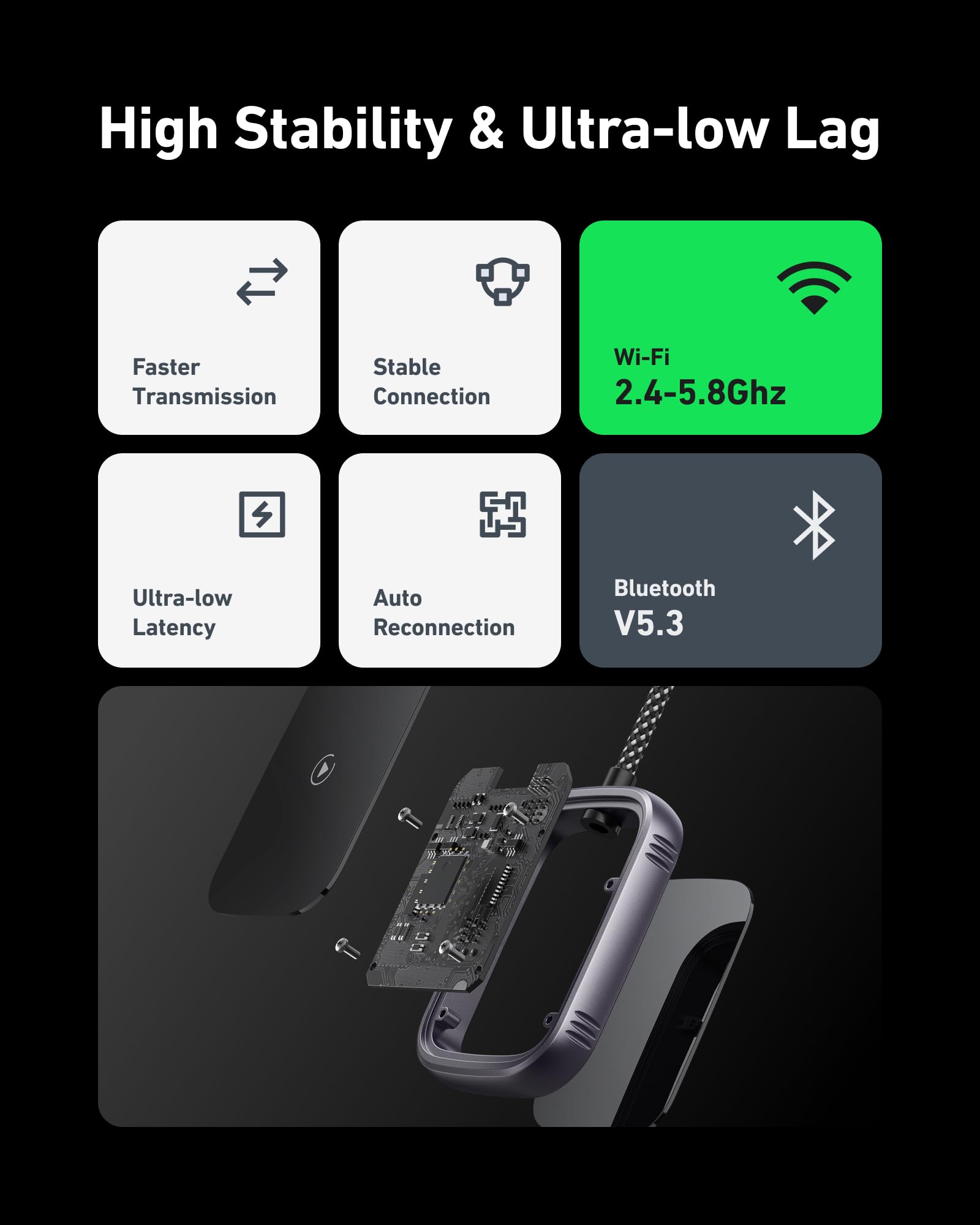 Wireless CarPlay Adapter & Android Auto Dongle - 2025 Upgraded Auto-Connect, Low Latency for iPhone iOS 10+ & Android 10+ - Perfect for Hands-Free Driving & Seamless Music Streaming