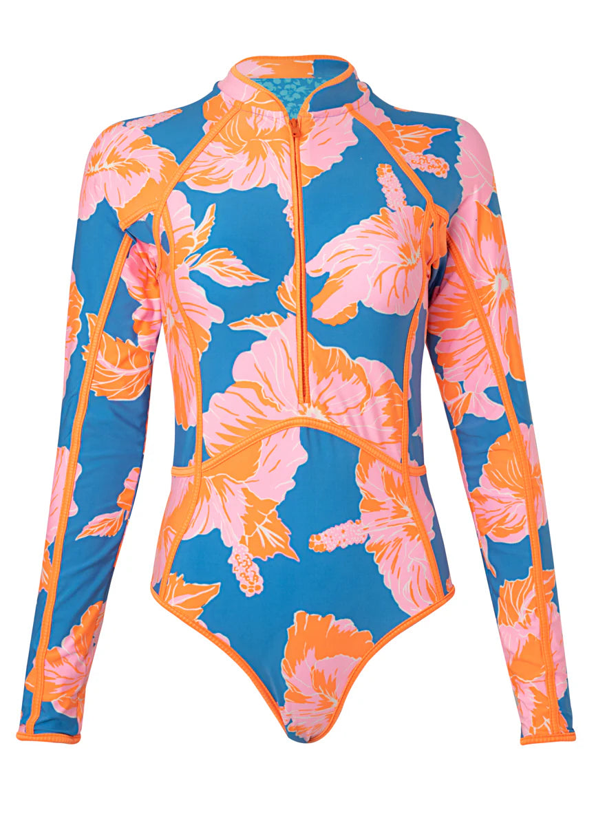 Maaji Magnolia Mirage Cardi Surf Swimsuit - Bright Blue One-Piece Swimwear for Women | Perfect for Beach, Pool, Surfing & Summer Vacations