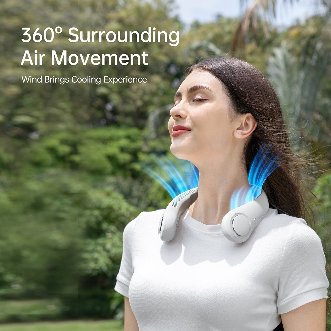 JisuLife Neck Fan Life3 - Hands-Free Portable Bladeless Fan for Outdoor, Sports, Travel & Office Use - USB Rechargeable Cooling Fan with 3 Speeds